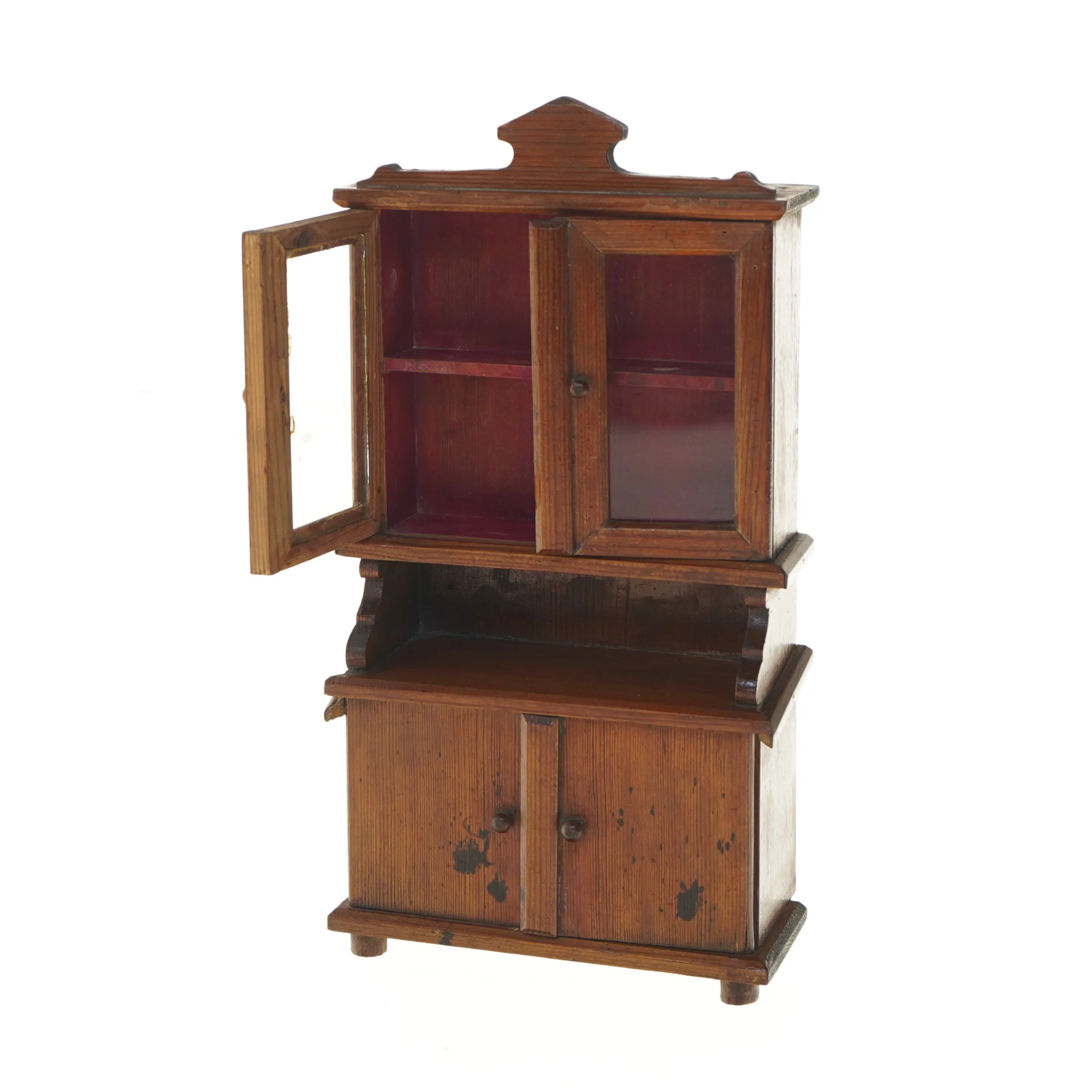 Miniature træskab med glaslåger (str. 25x6x15 cm)