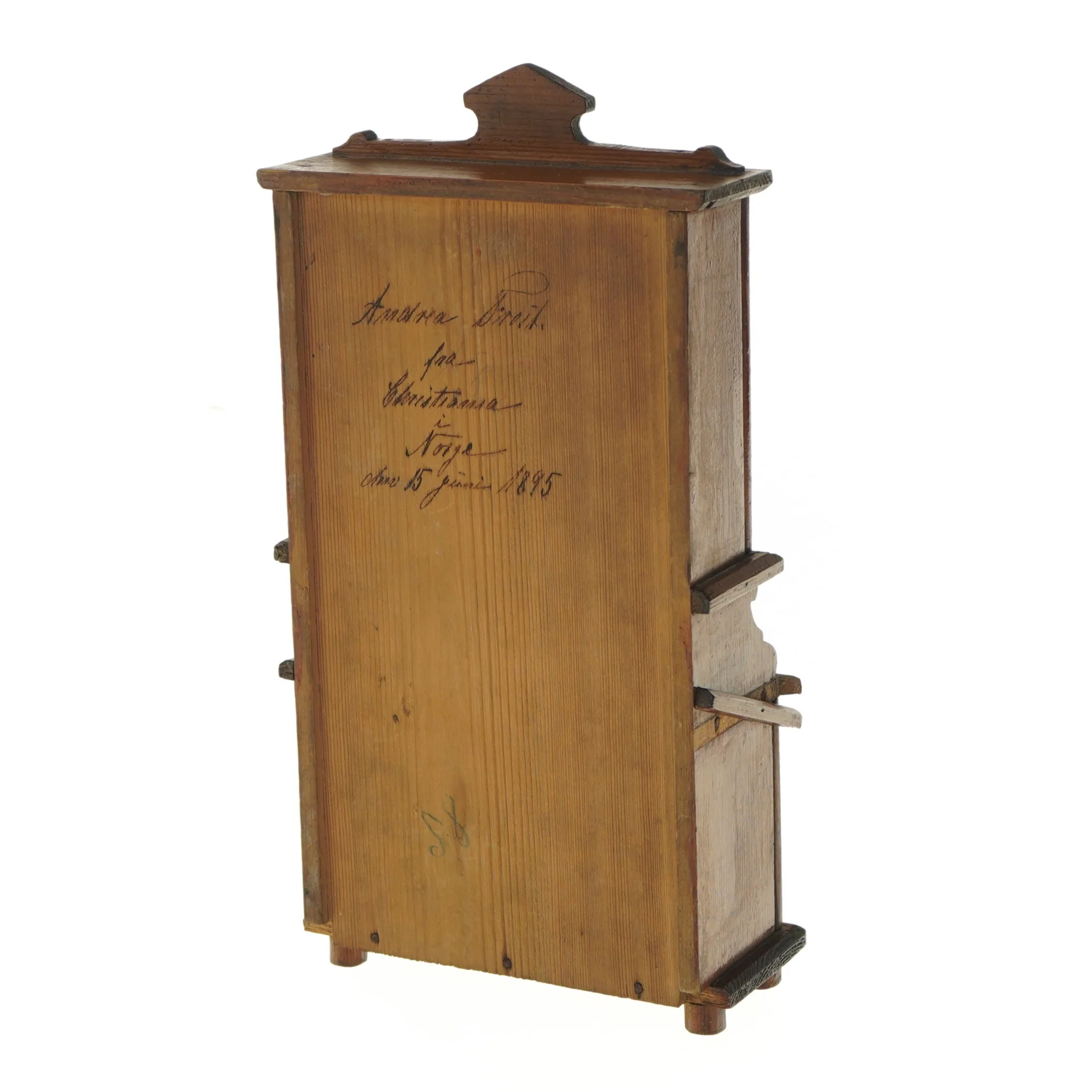 Miniature træskab med glaslåger (str. 25x6x15 cm)