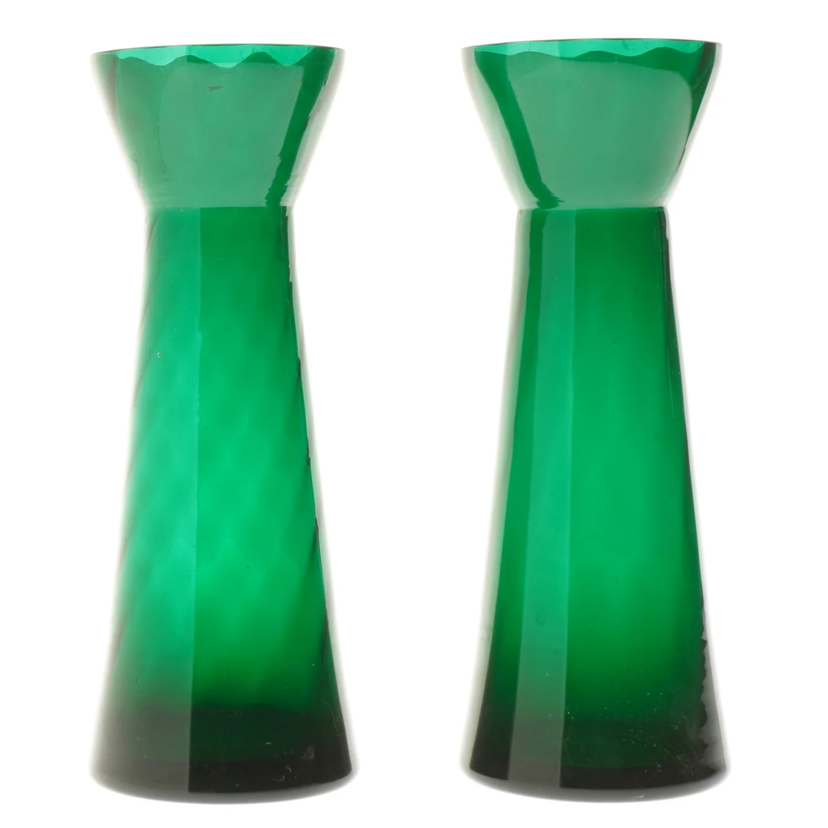 Grønne antikke hyacinth glas (str. 2 stk Ø 7,5 cm længde 21 cm)