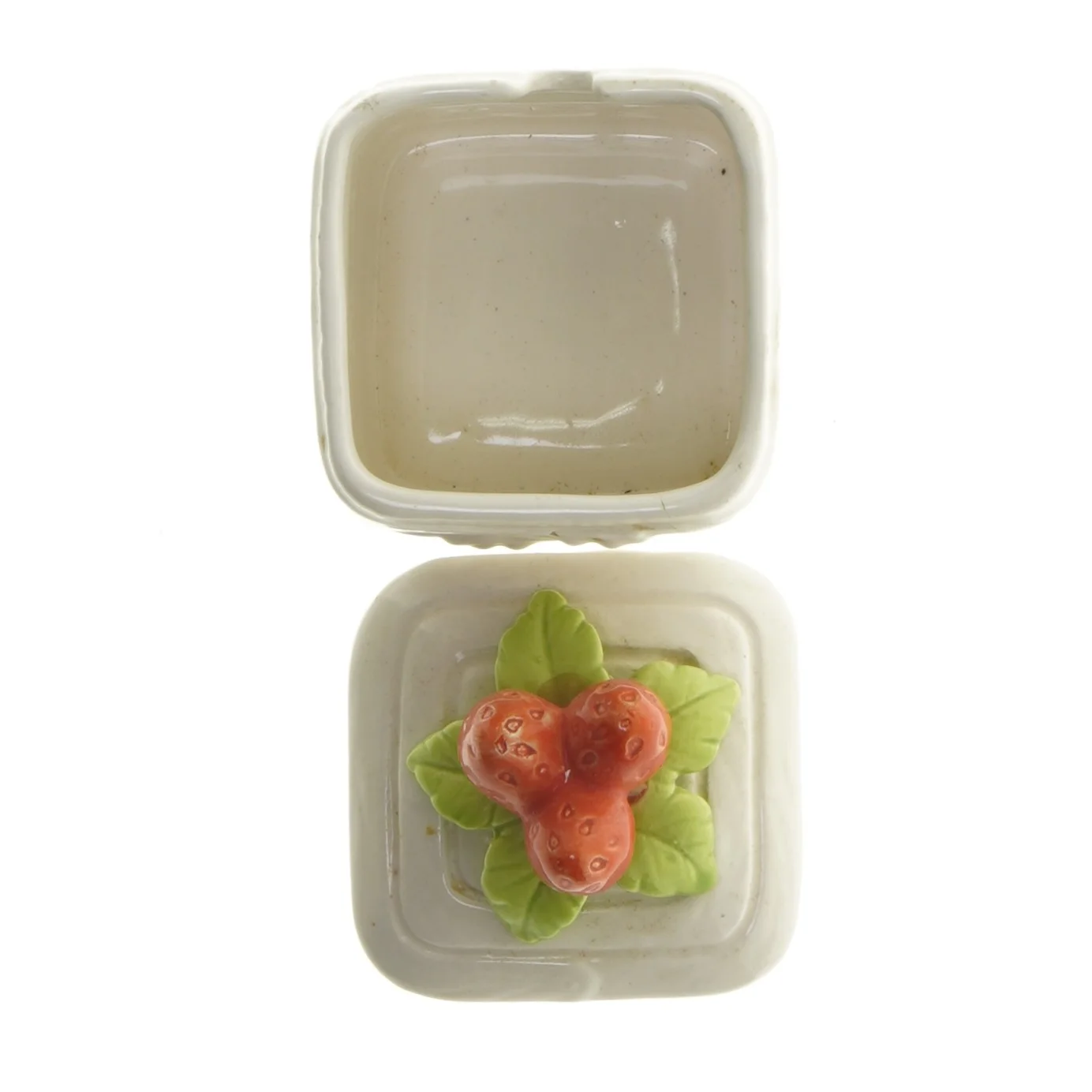 Dekorativ porcelænsbeholder med låg (str. 12x7x7 cm)