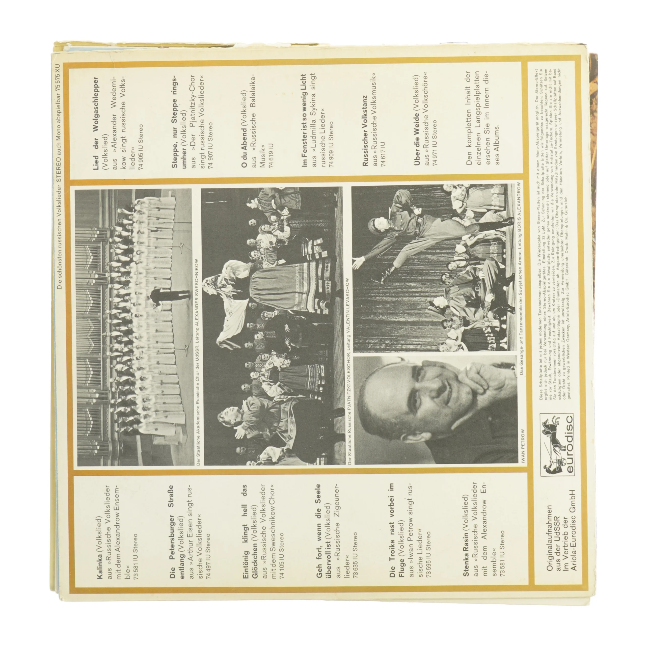 Die schönsten russischen Volkslieder Vinylplade