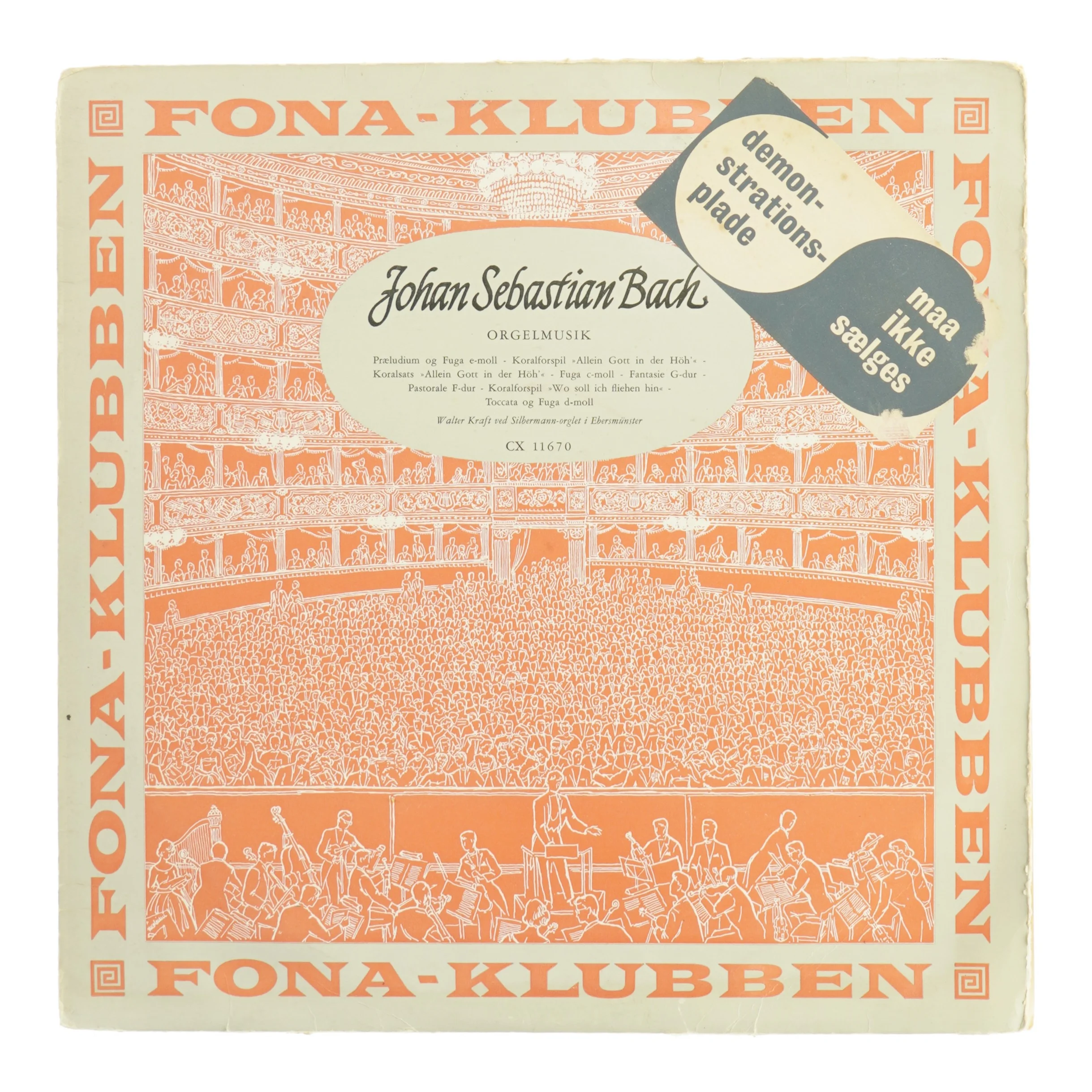 Vinylplade med Johann Sebastian Bach orgelmusik