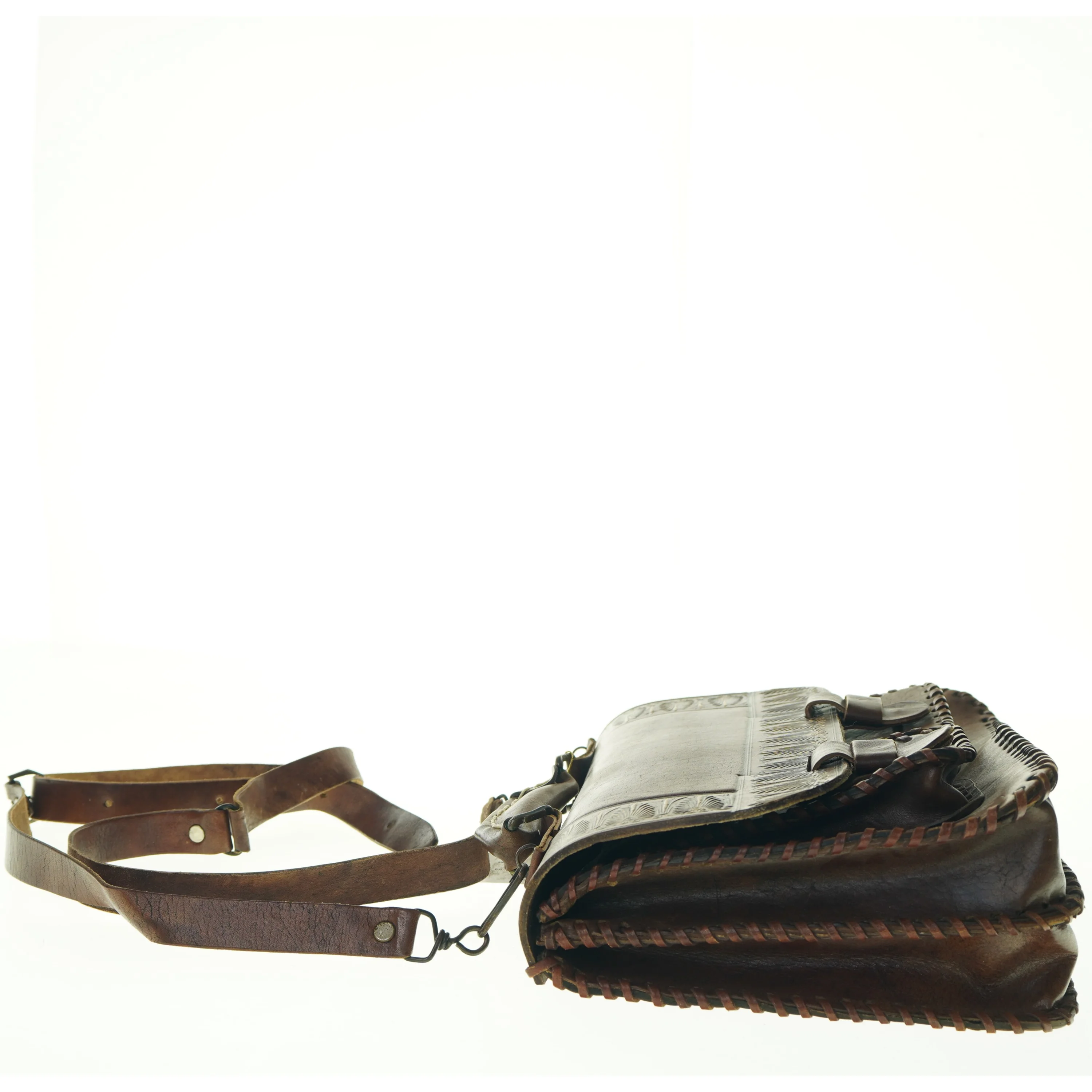 Læder skuldertaske (str. 30 x 22 cm)