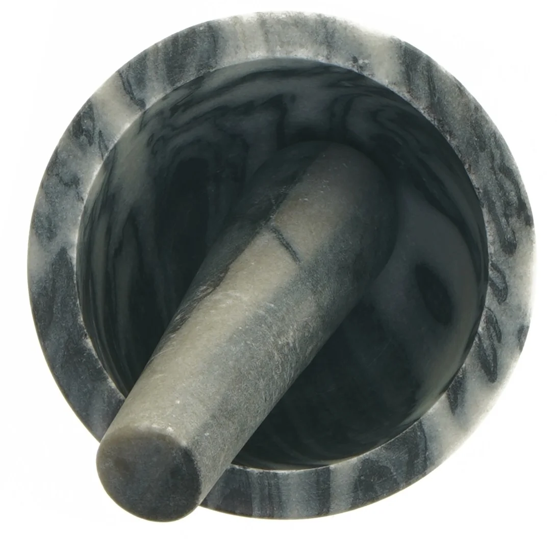 Morter i marmor med støder (str. Ø 12 cm)