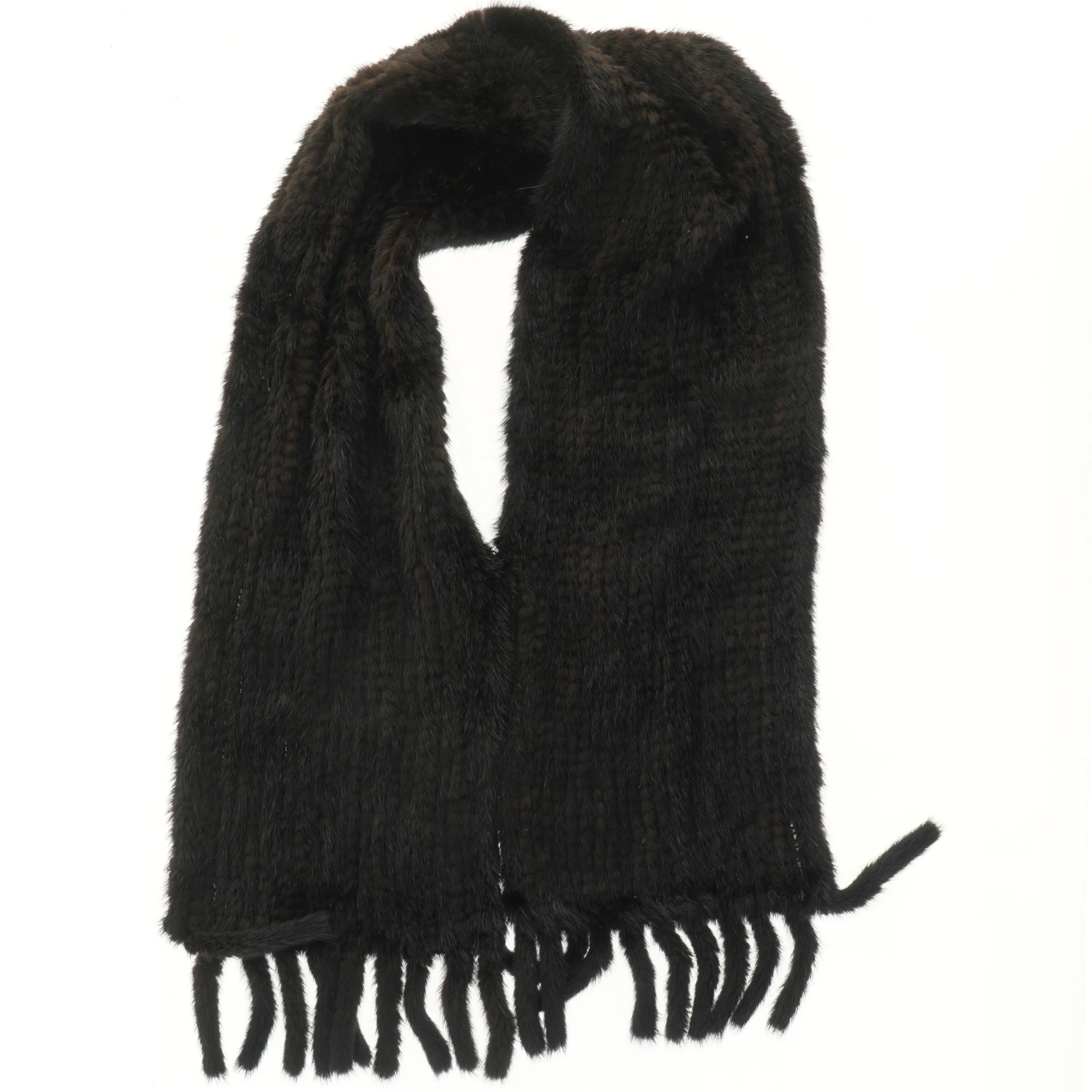 Sort tørklæde med frynser (str. 70x50 cm)