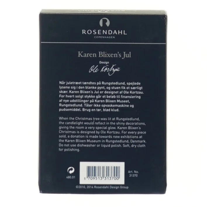 Karen Blixen's Jul dekoration fra Rosendahl (str. Ø 6 cm)