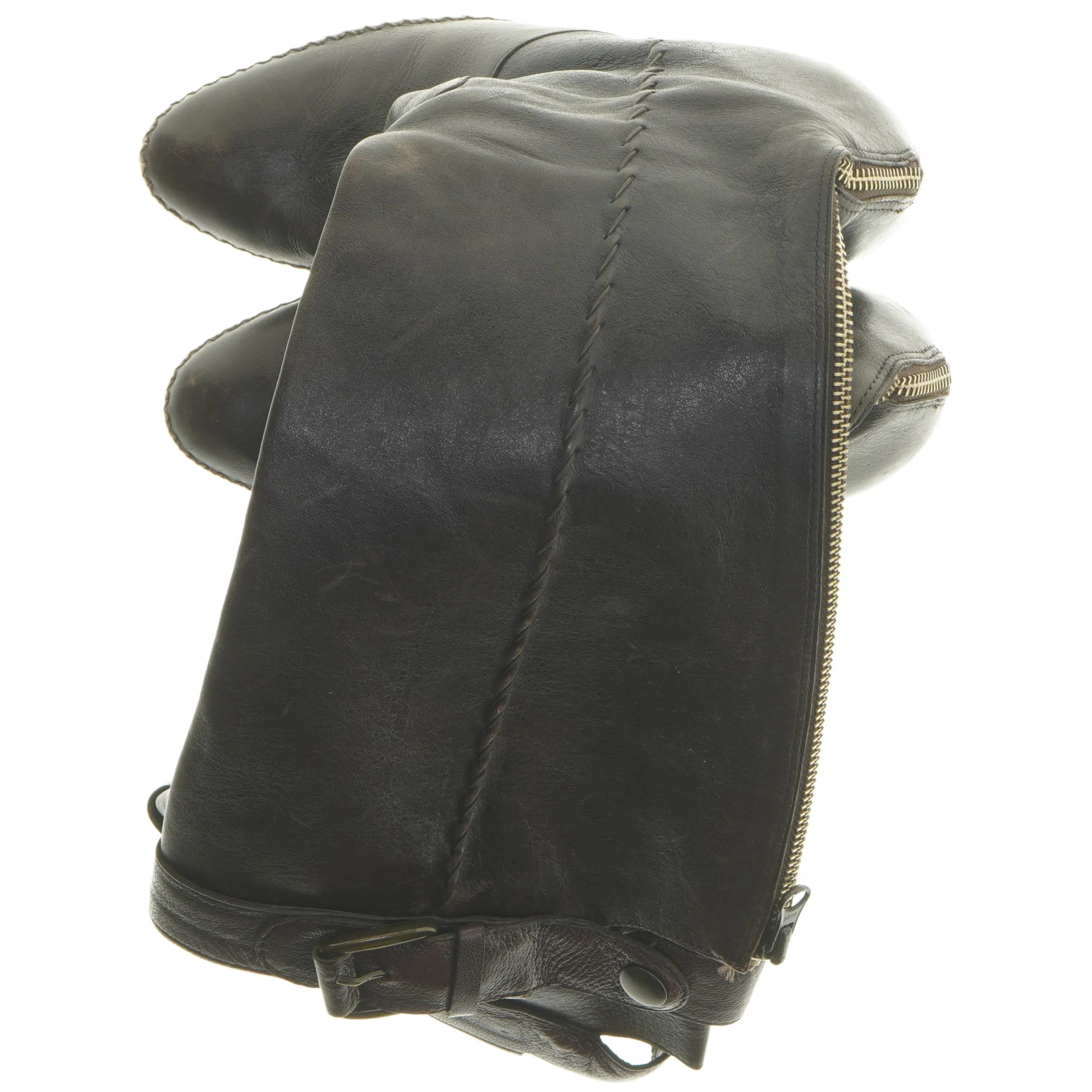 lange brune  læderstøvler med hæl (str. sål: 23 cm)