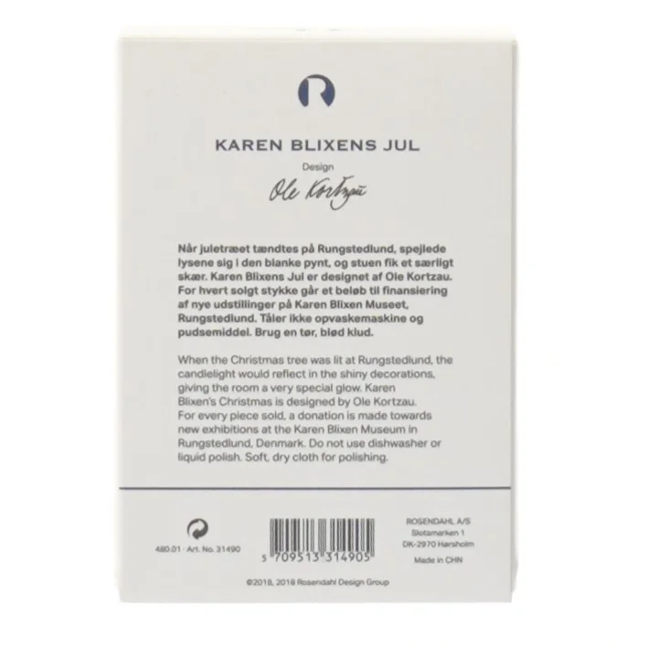 Karen Blixens Jul Rosendahl ornament fra Rosendahl (str. Ø 6 cm)