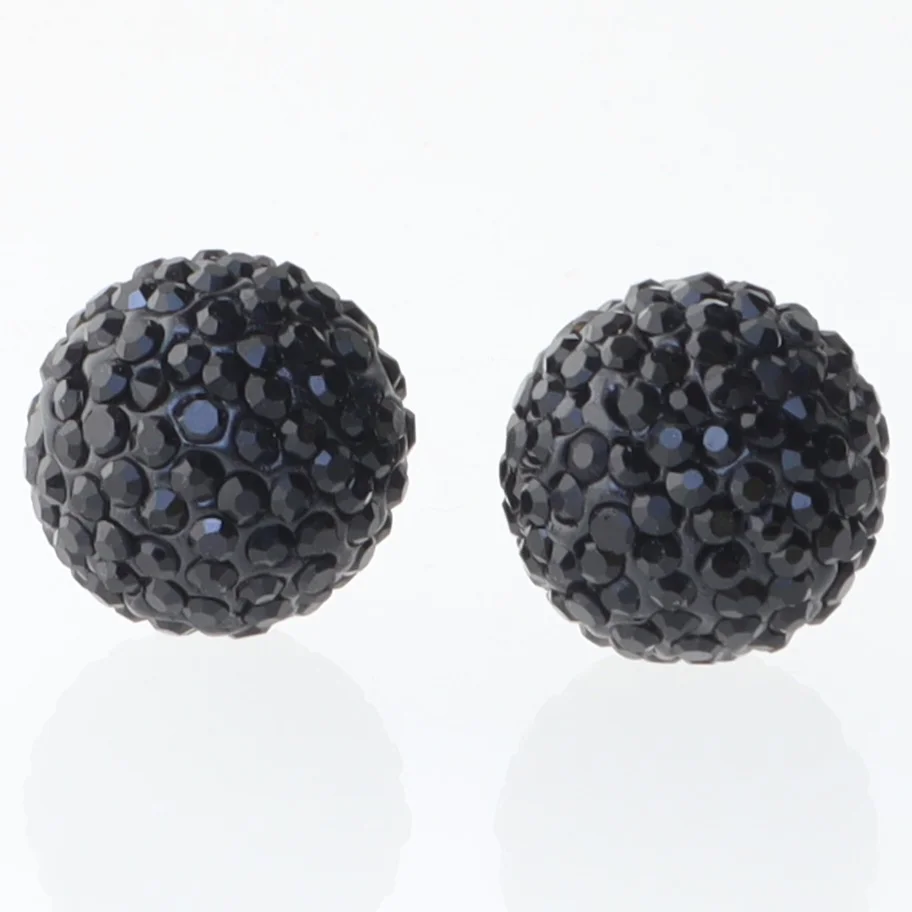 Øreringe med sorte sten (str. Ø 2 cm)