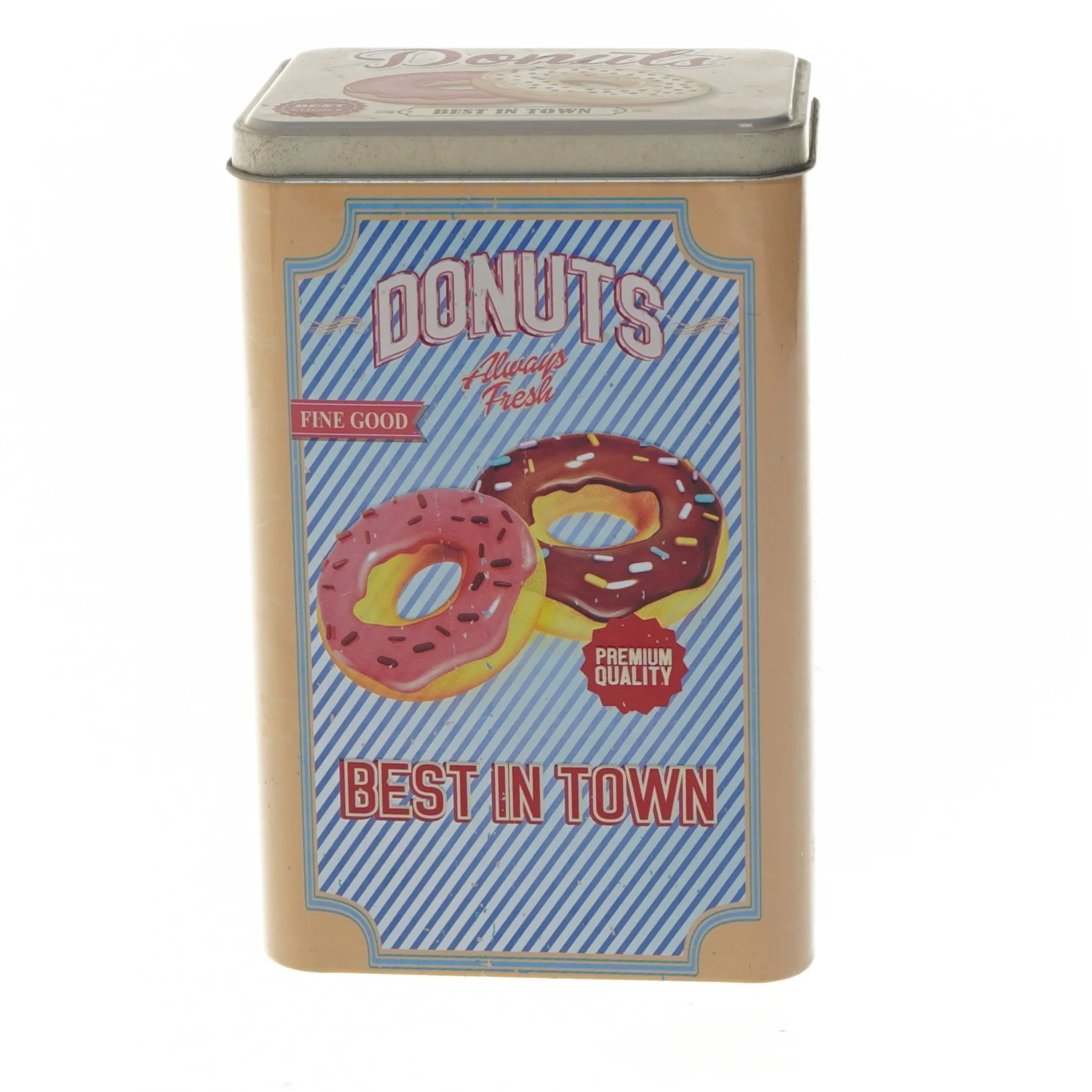 Metal dåse med donut-design (str. 20x13 cm)