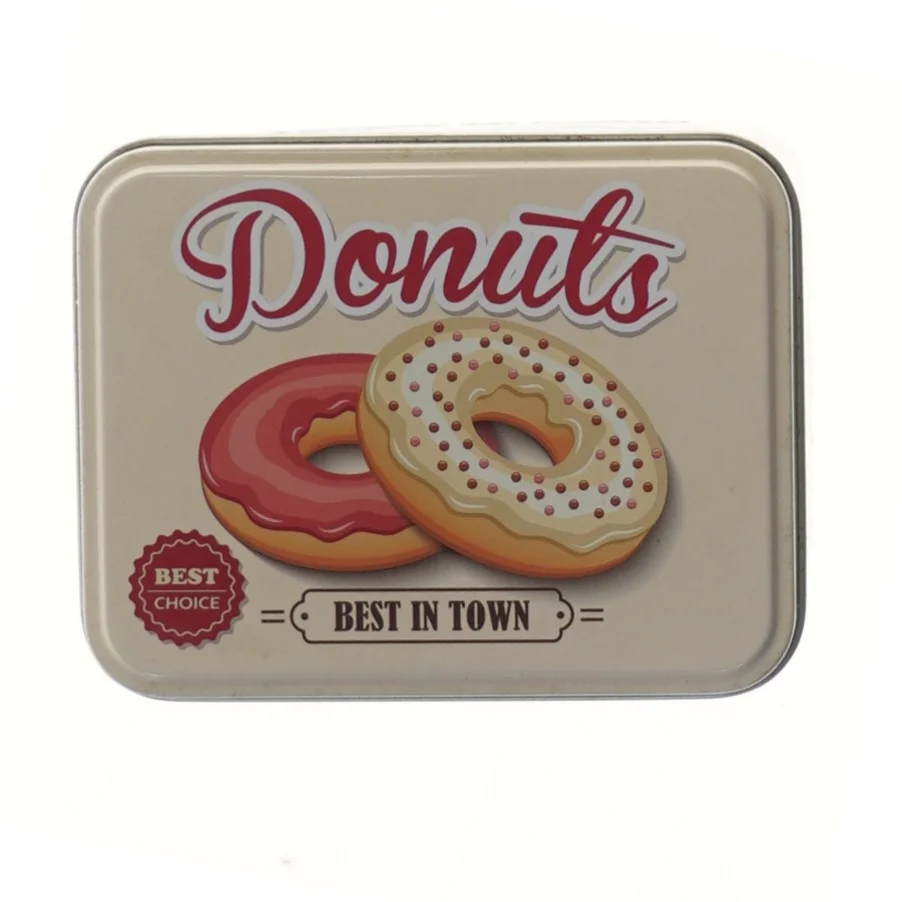 Metal dåse med donut-design (str. 20x13 cm)