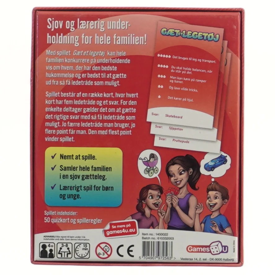 Brætspil 'Gæt et legetøj' (str. 17x14 cm)