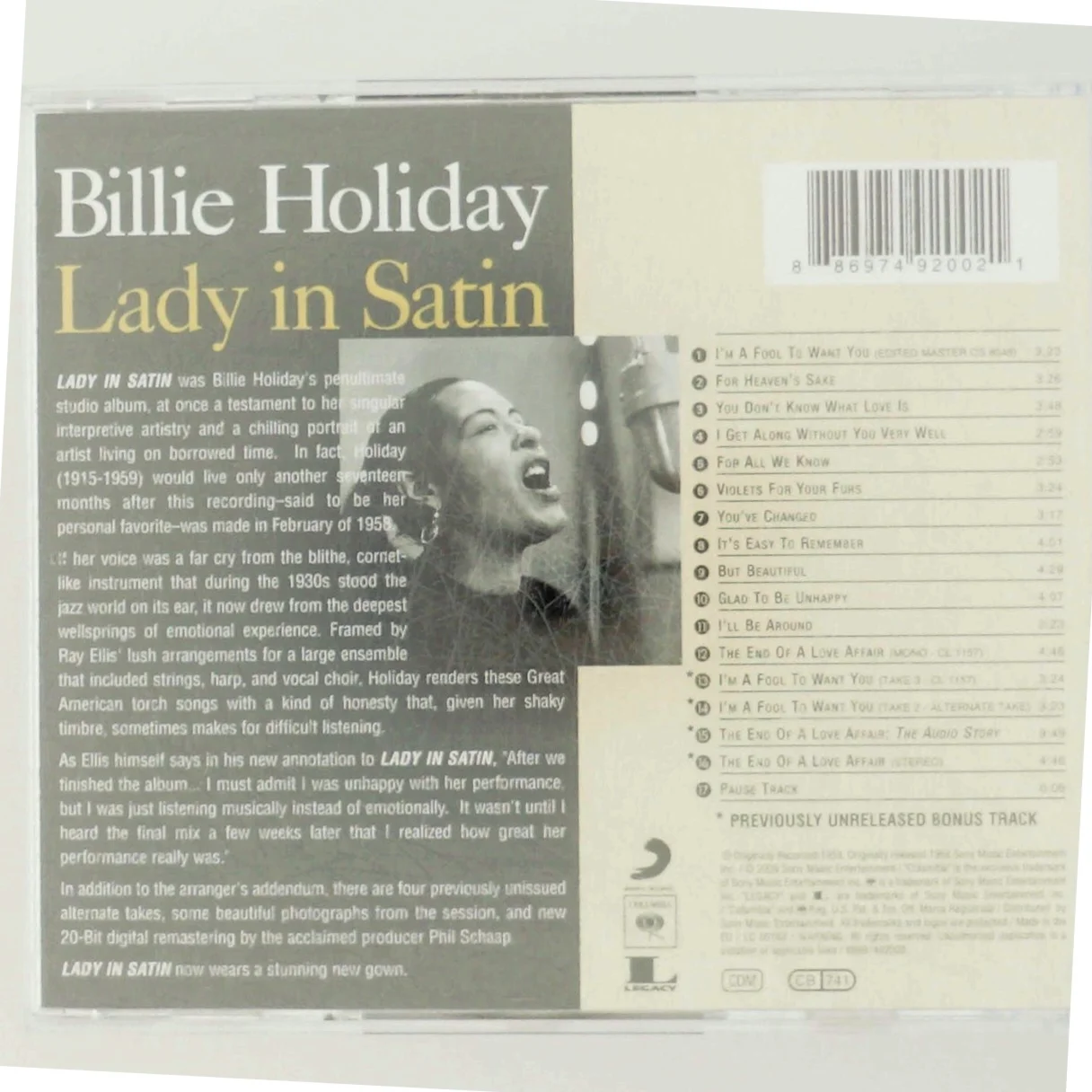 Billie Holiday - Lady in Satin CD fra Columbia/Legacy
