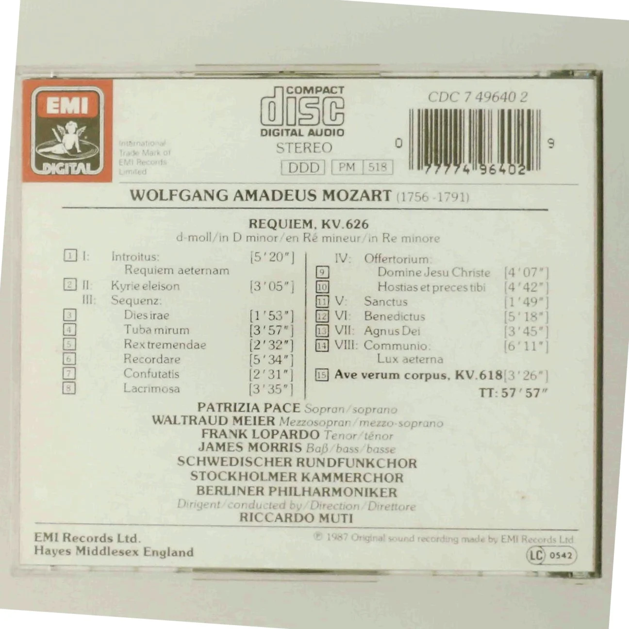 Mozart Requiem CD fra EMI