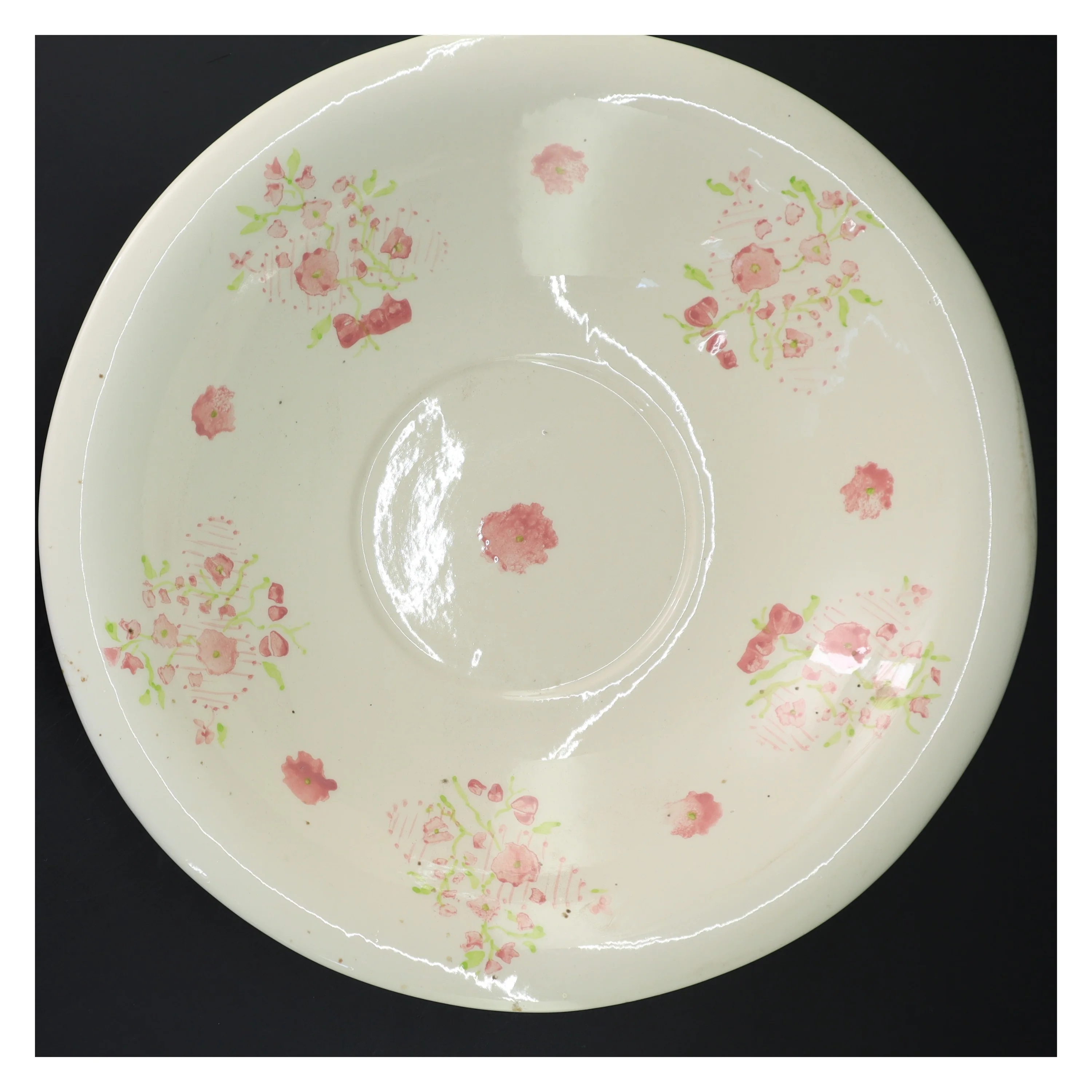 Fajance fad med blomster (str. Ø 31,5 cm)