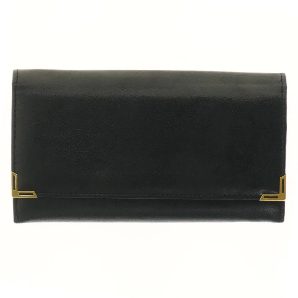 Sort clutch taske med gulddetaljer (str. 18x10 cm)