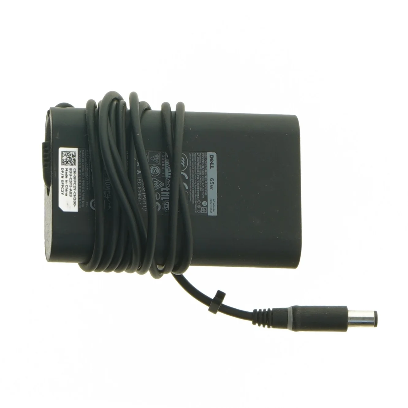 Dell strømforsyning 65W fra Dell (str. 10,5x6,5 cm)