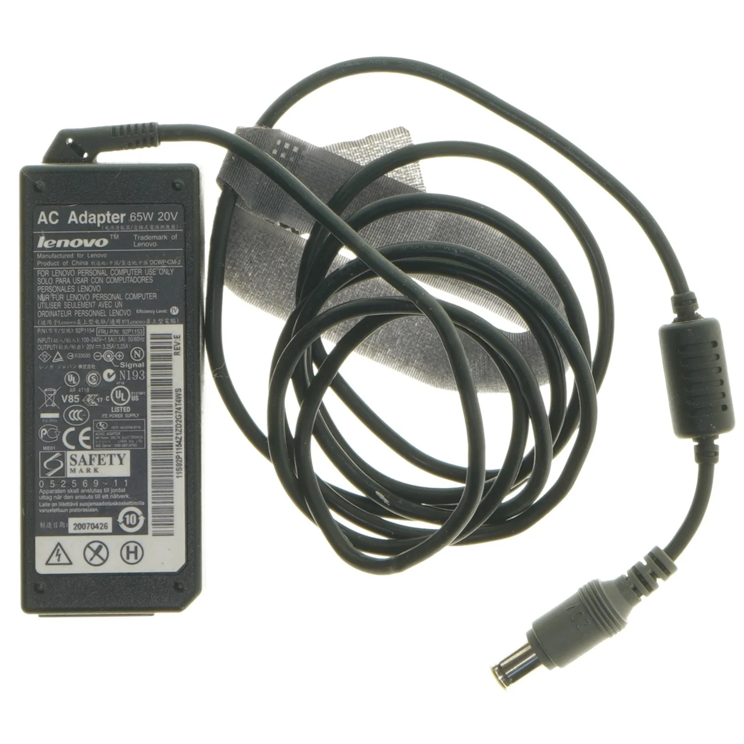 Lenovo strømforsyning 65W fra Lenovo (str. 180 cm)