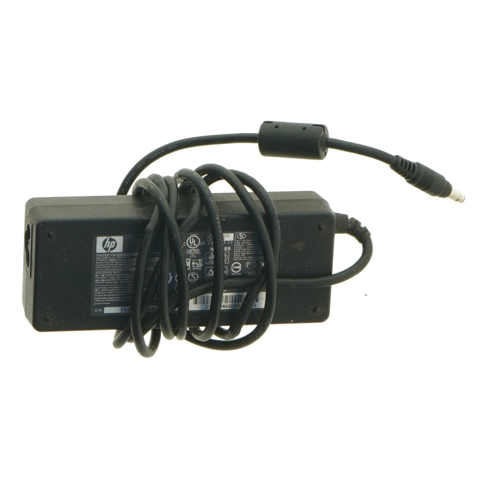 HP strømforsyning med kabel fra HP (str. 4,5x12 cm)