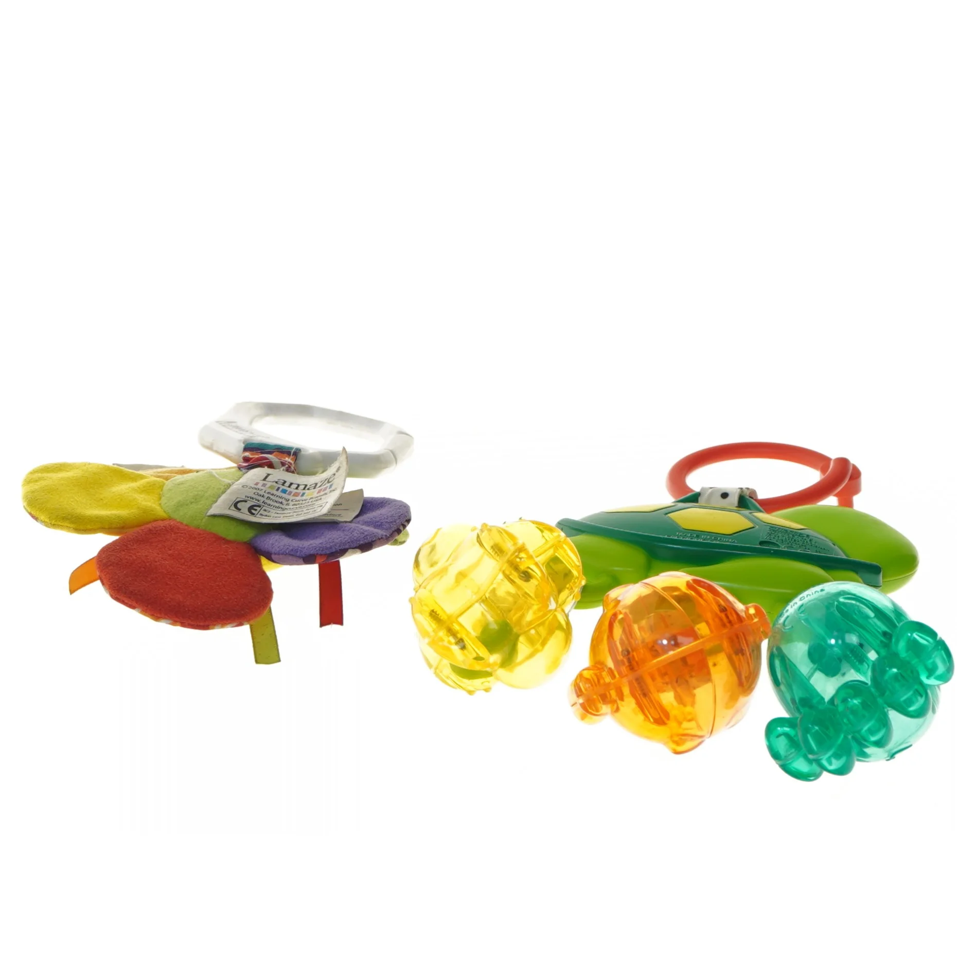 Lamaze blomst og Infantino skildpadde babylegetøj (str. 23 og 18 cm)