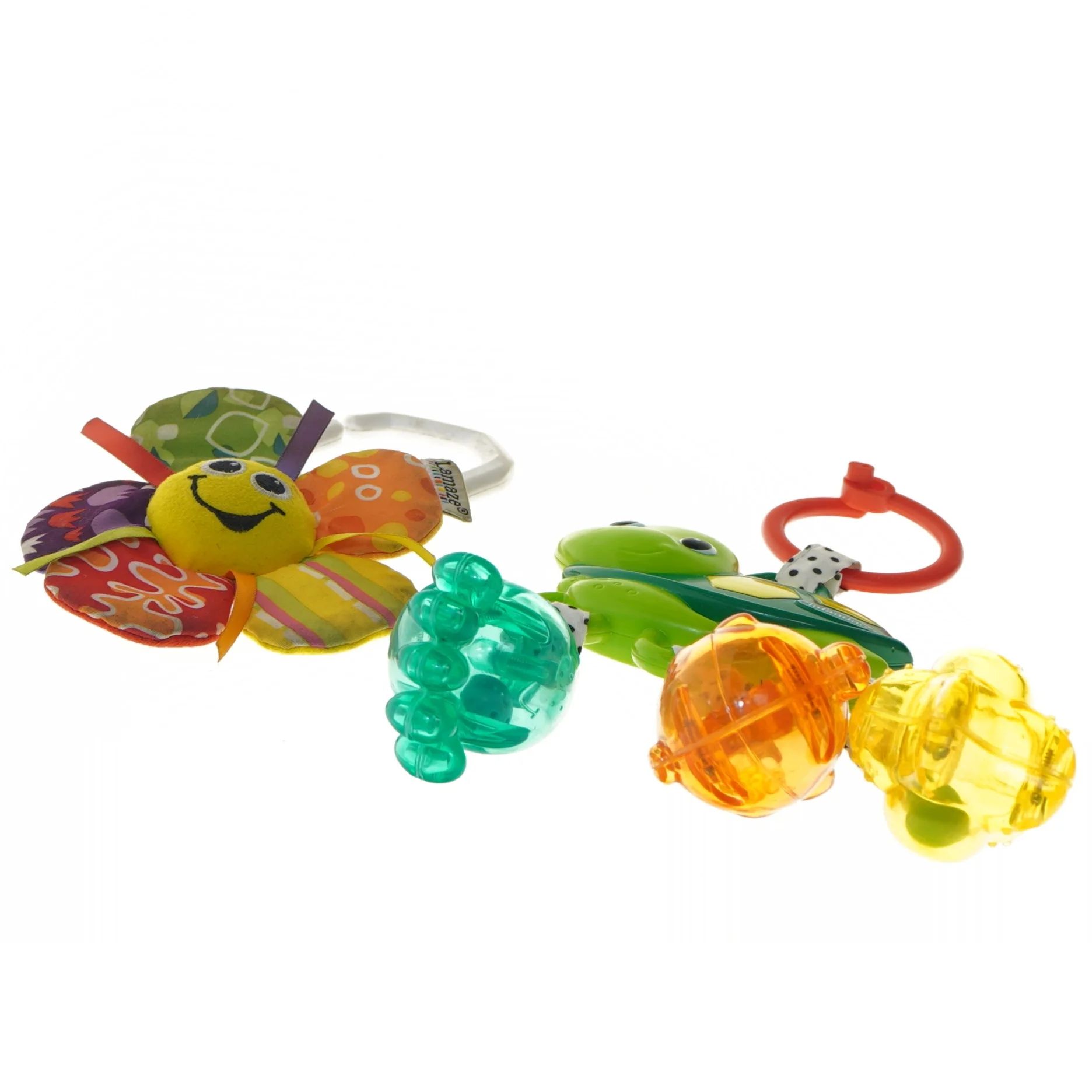 Lamaze blomst og Infantino skildpadde babylegetøj (str. 23 og 18 cm)