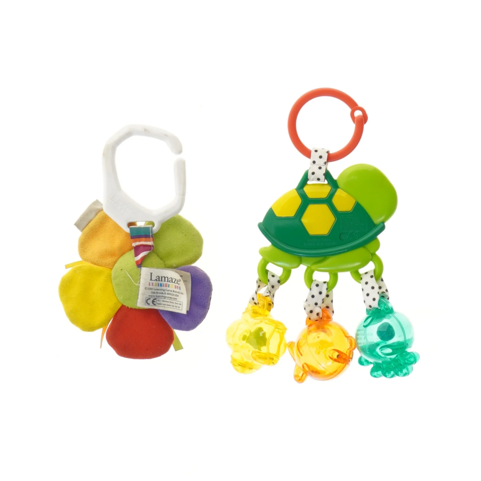 Lamaze blomst og Infantino skildpadde babylegetøj (str. 23 og 18 cm)