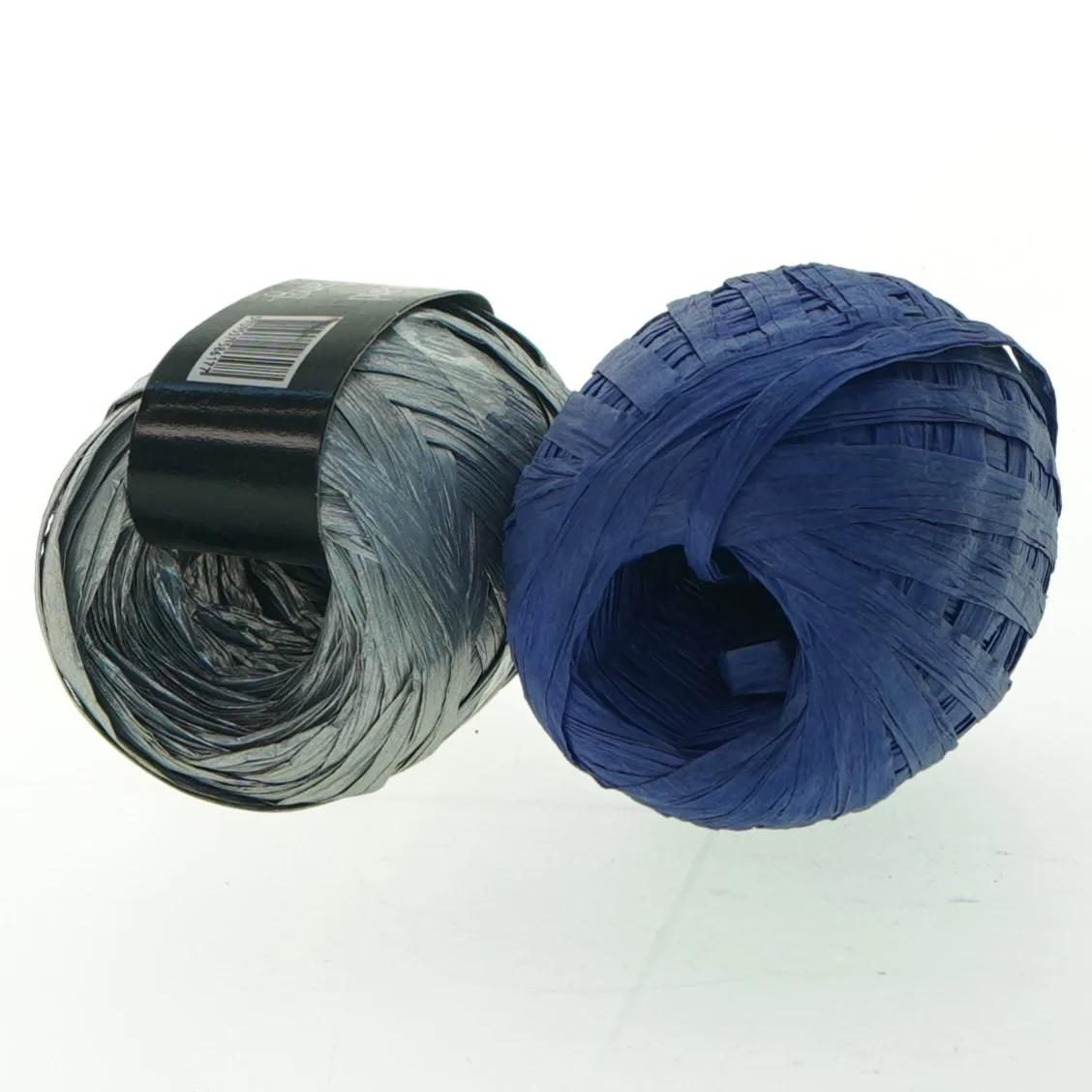 Papirbast snor, 40 meter, blå og sølv (str. 40 m)