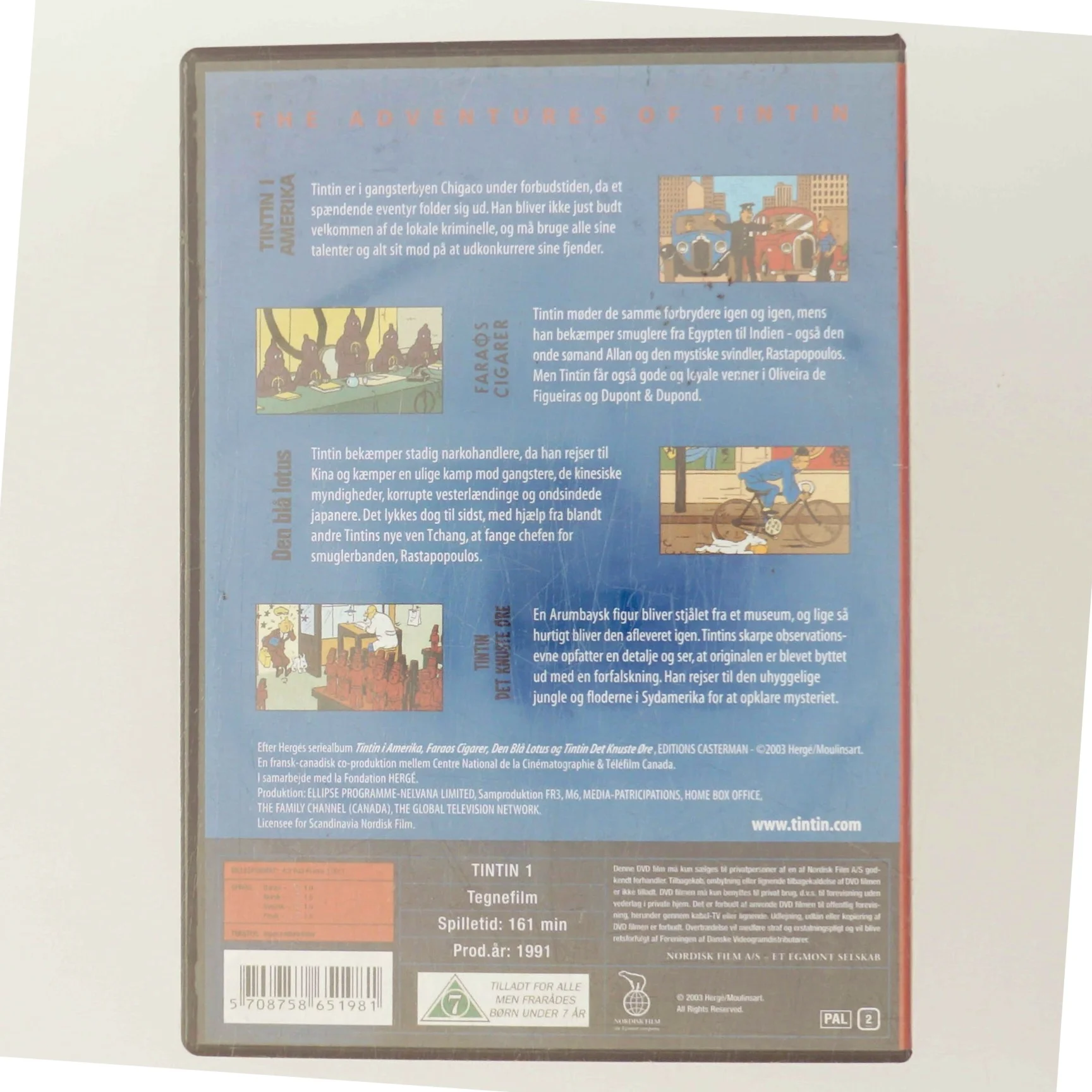 Tintin i Amerika (1992) + Figaros cigarer (1991) + Den blå lotus (1991) + Det knuste øre (1992) [DVD] (DVD)