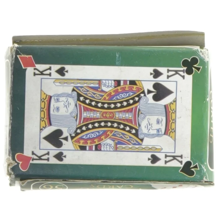 Brugte spillekort med æske (str. 9 cm)
