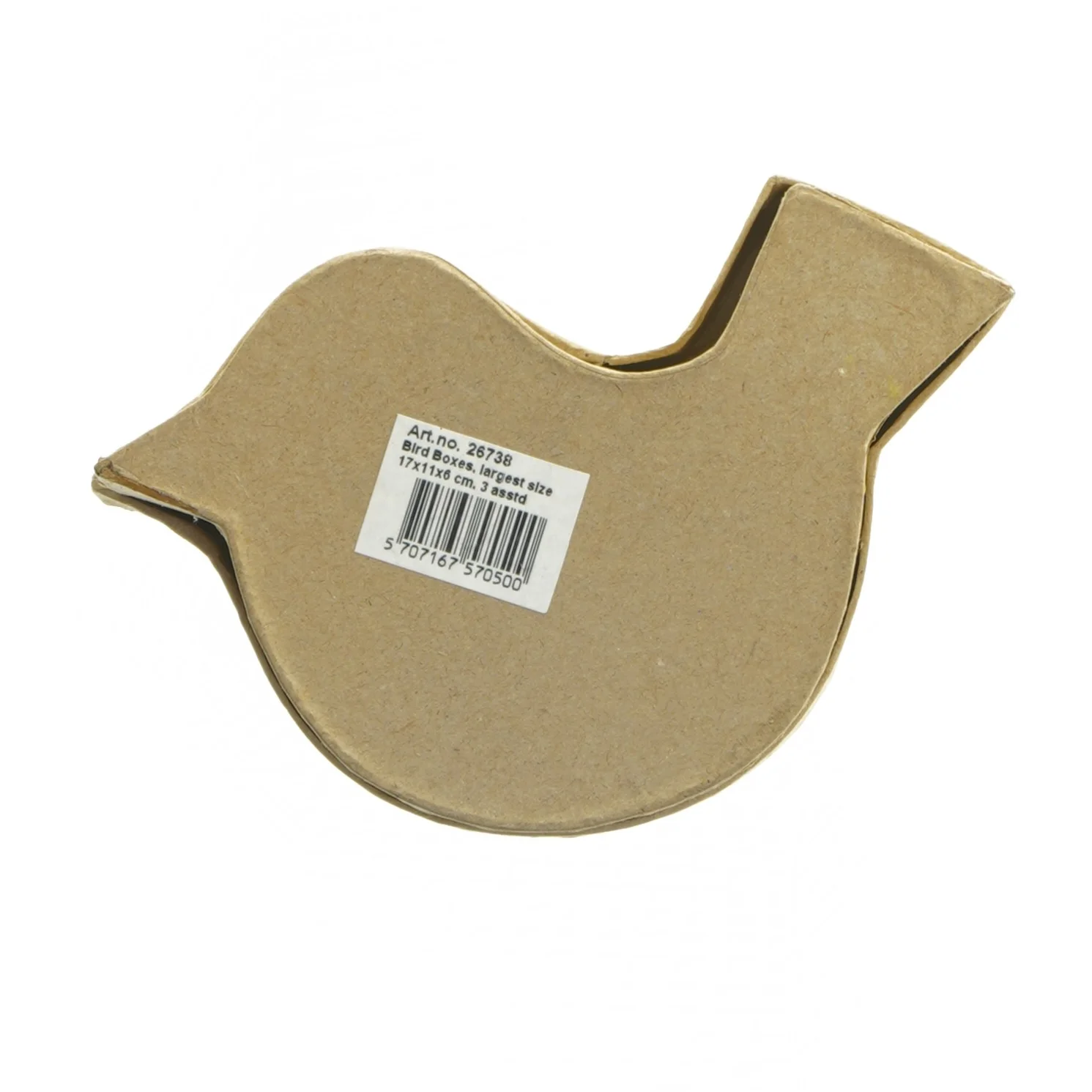 Fugleformet opbevaringskasse (str. 17x11x6 cm)