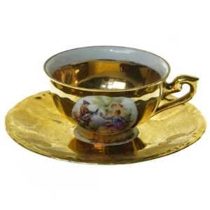 Mokka kopper, med guld fra Bavaria Og Bse Og Jk (str. 11 cm 6 cm 8 x 5 cm)