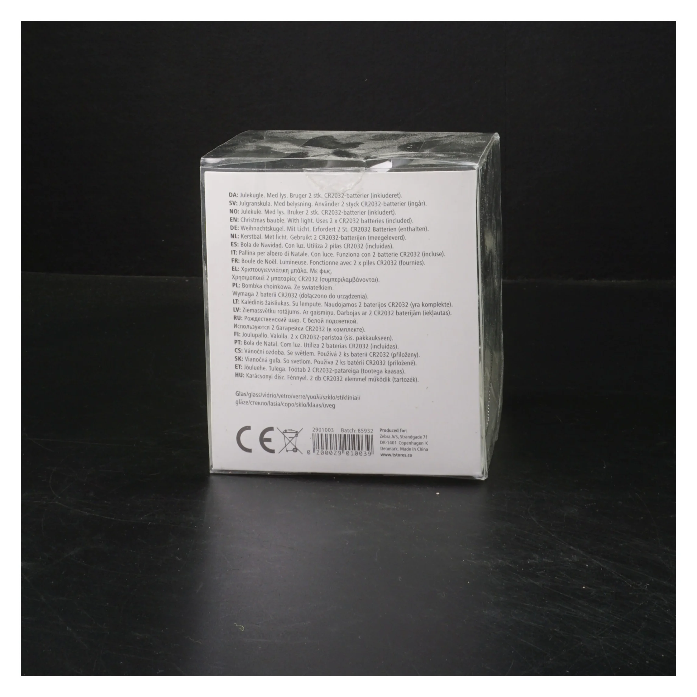 Julekugle med lys fra Tiger (str. Ø 9,5 cm)