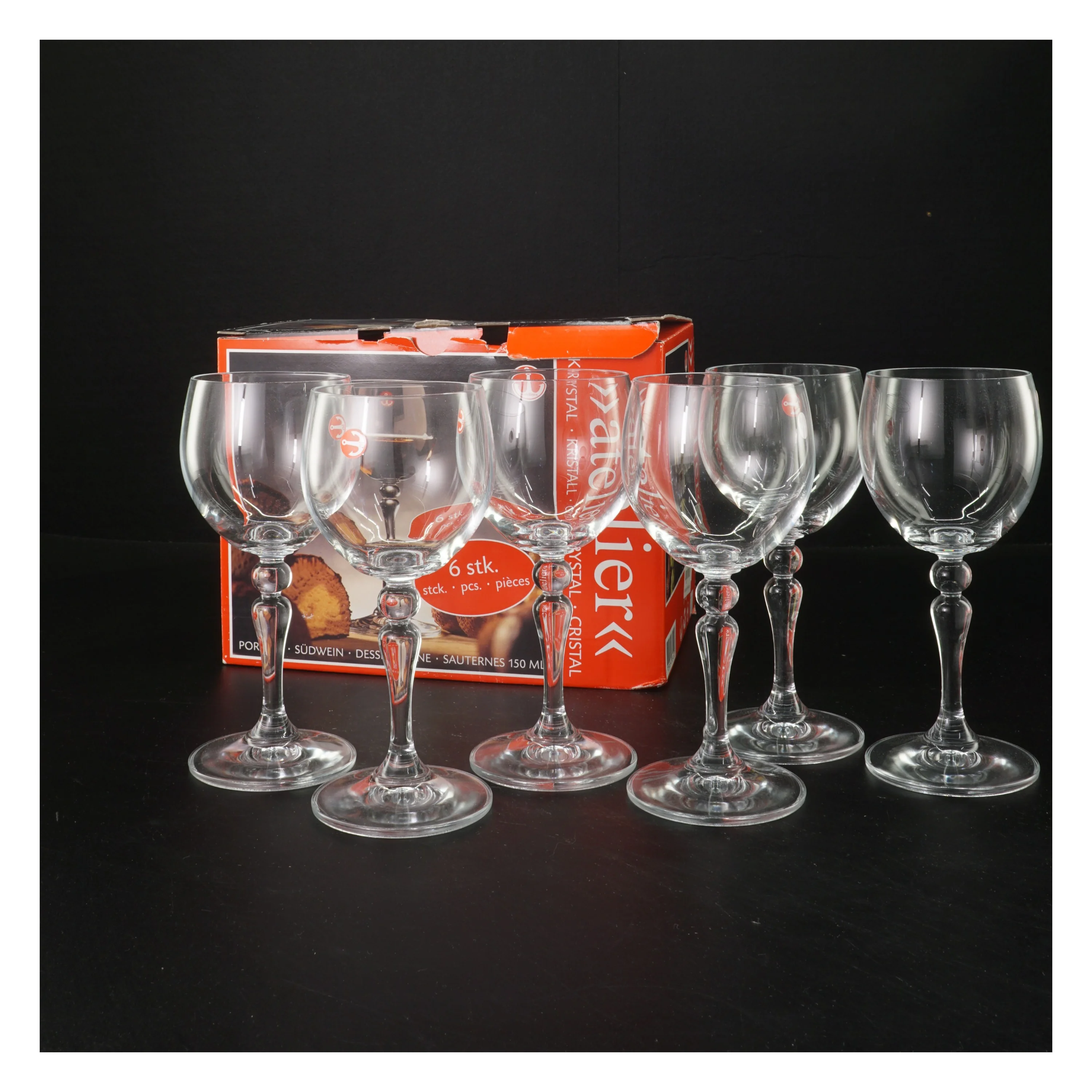 Krystal dessertglas 6 stk. fra Atelier (str. 15 cm)