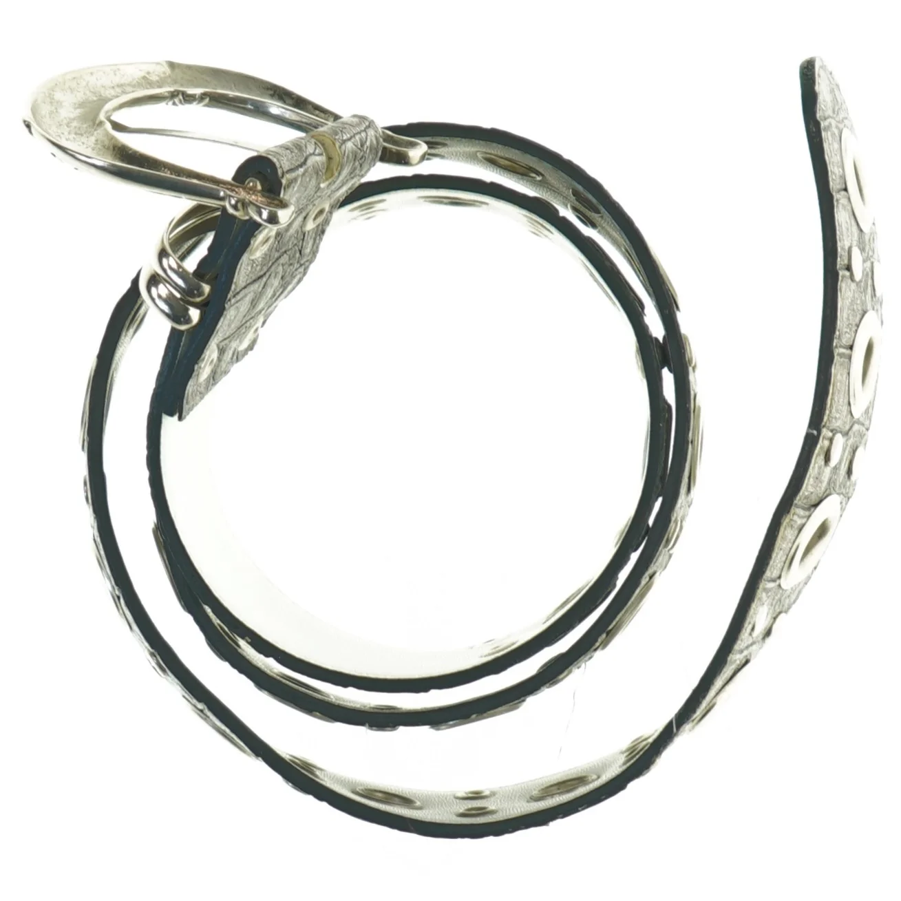 Læderbælte med metalnitter (str. 98 cm)