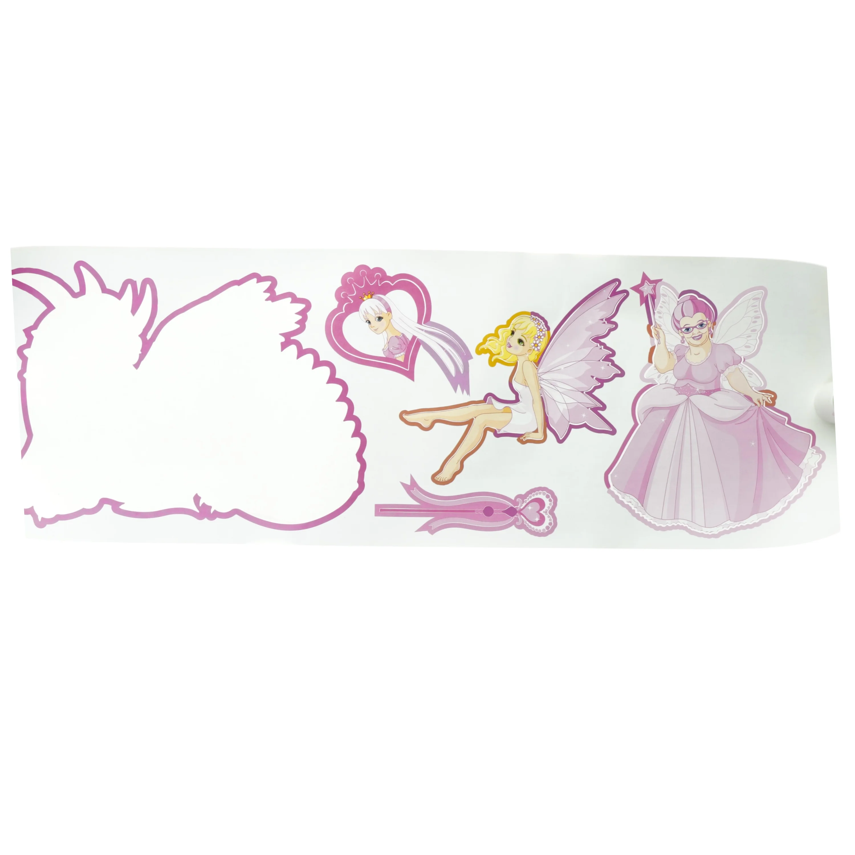 Wall stickers med prinsesse tema 5 ark (str. 70 x 24 cm)