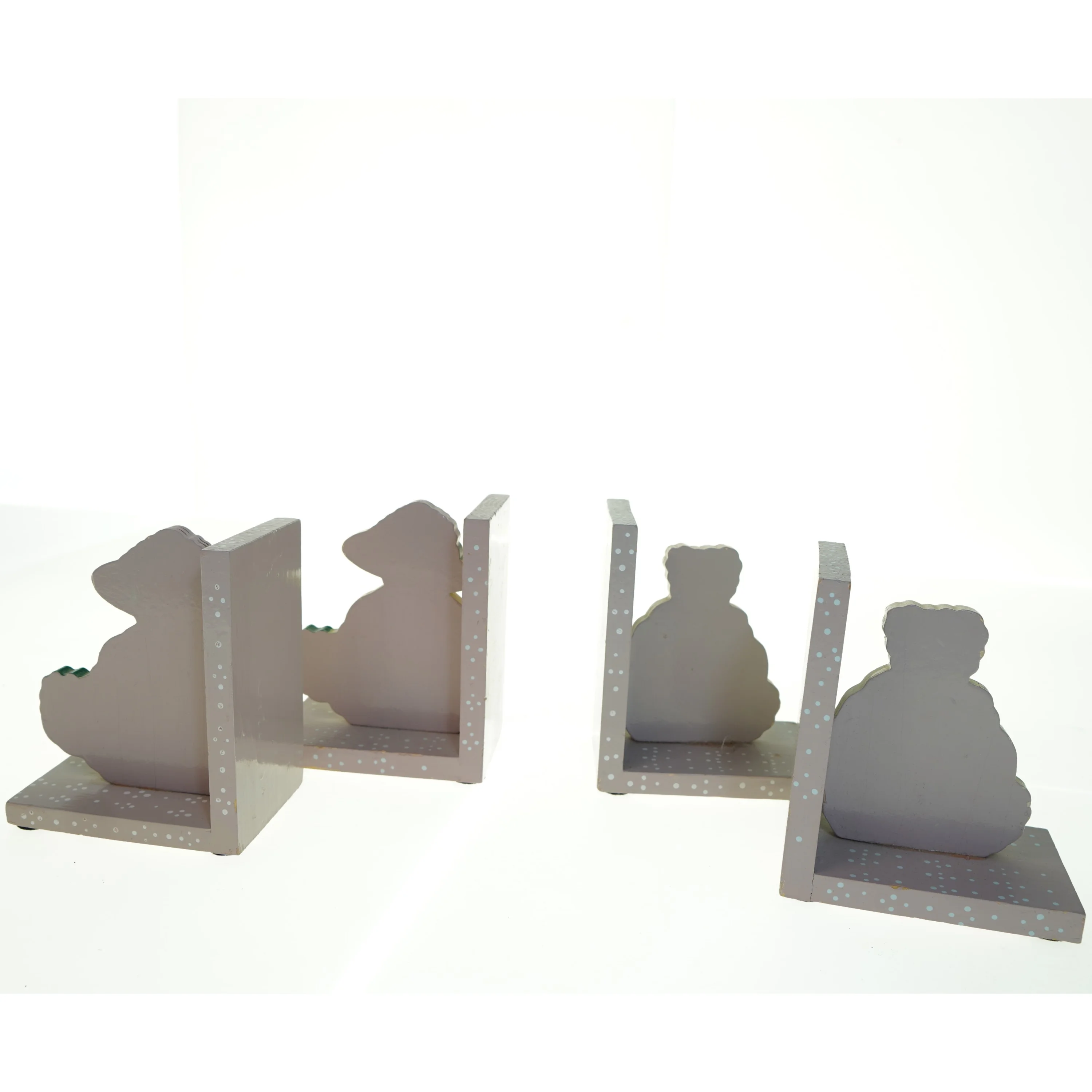 Træbogstøtter med bjørnemotiver (str. 15,5 x 13 cm)