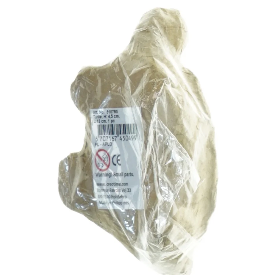 Ubemalet skildpaddefigur fra Creotime (str. 13 x 4,5 cm)