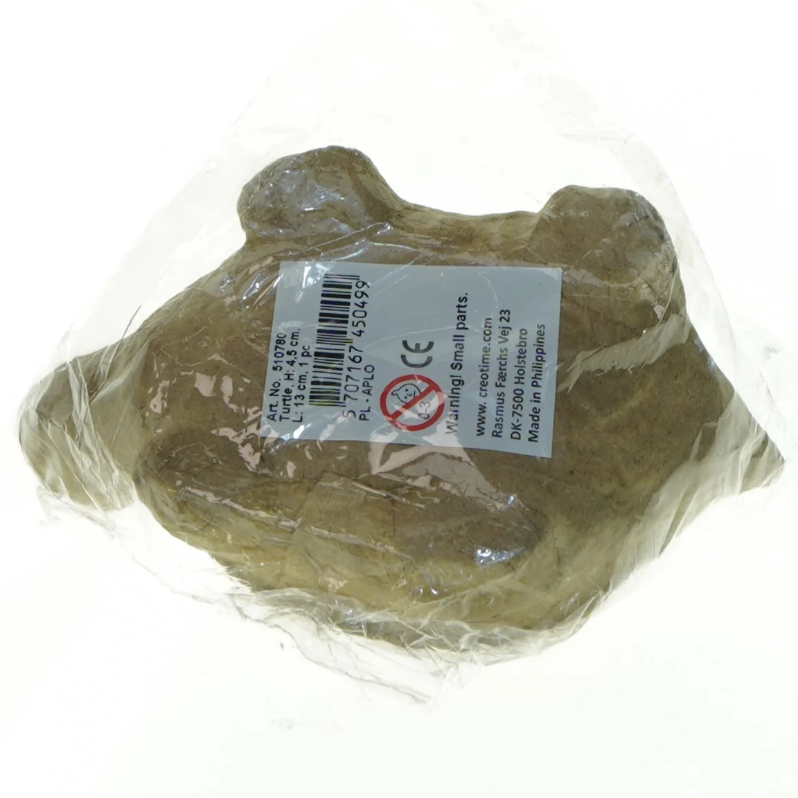 Ubemalet skildpaddefigur fra Creotime (str. 13 x 4,5 cm)