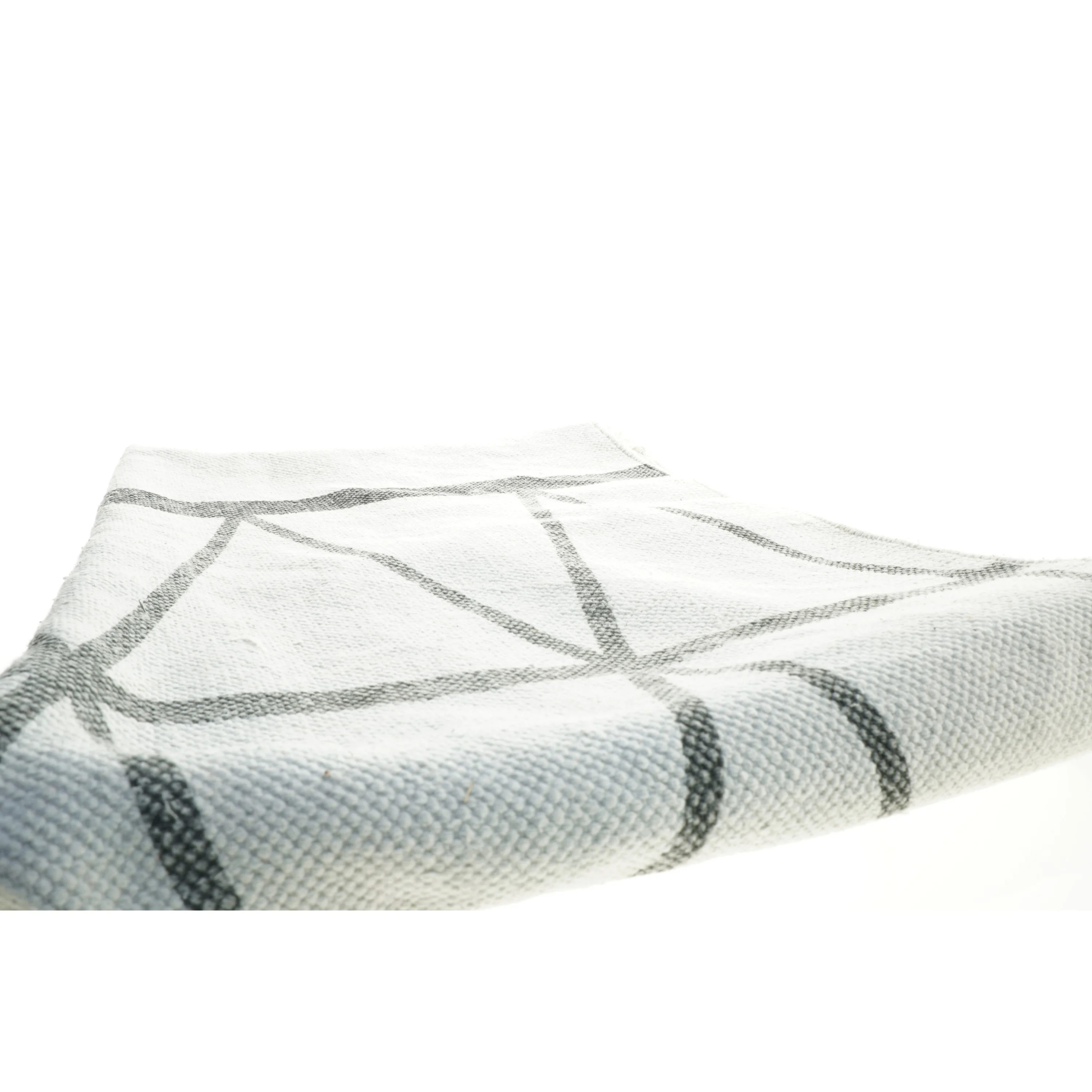 Rektangulært vævet tæppe med geometrisk mønster frynser (str. 256x91 cm)