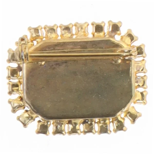 Vintage gylden broche med rhinsten (str. 3 x 2,5 cm)