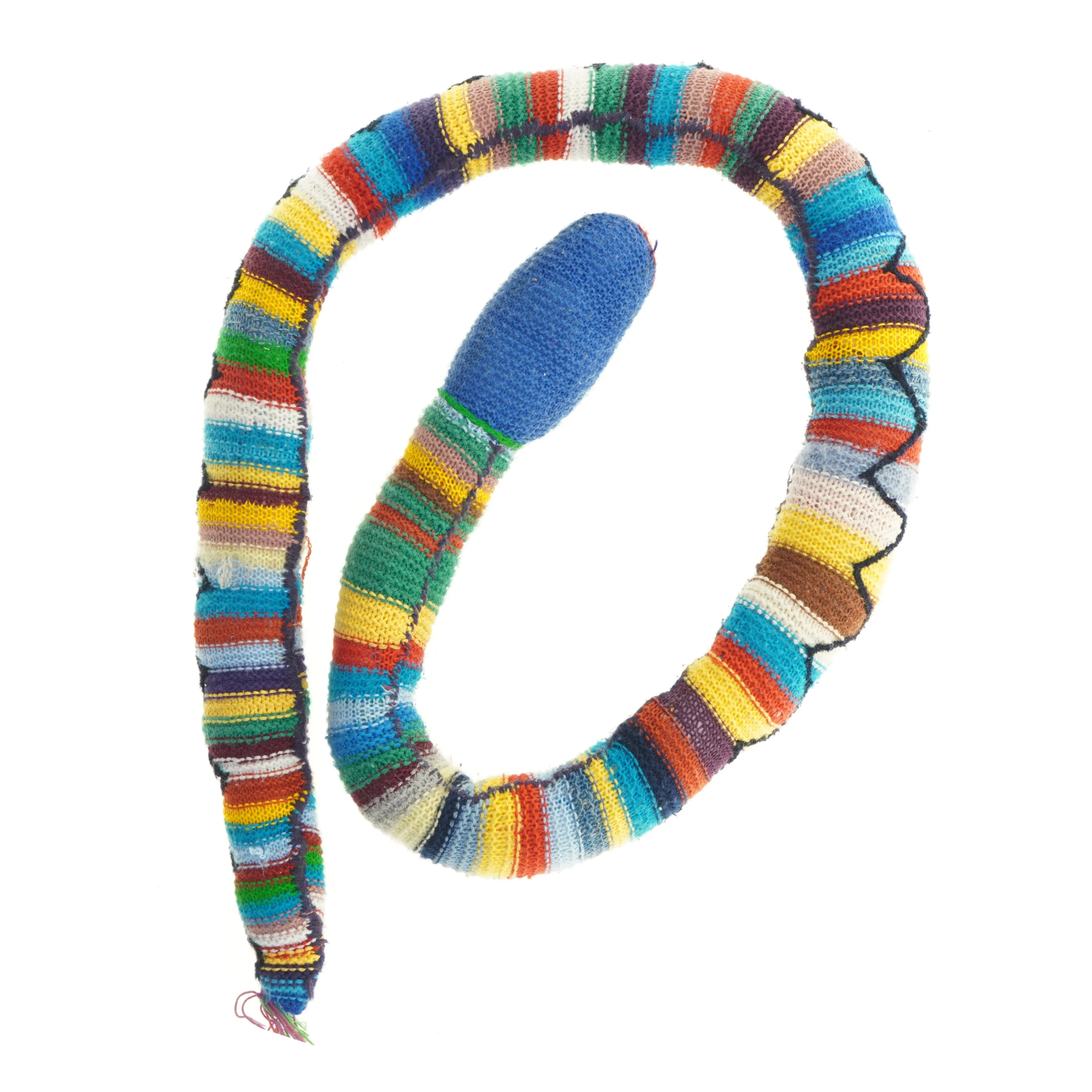 Håndstrikket multifarvet hundeseng (str. 186 cm)