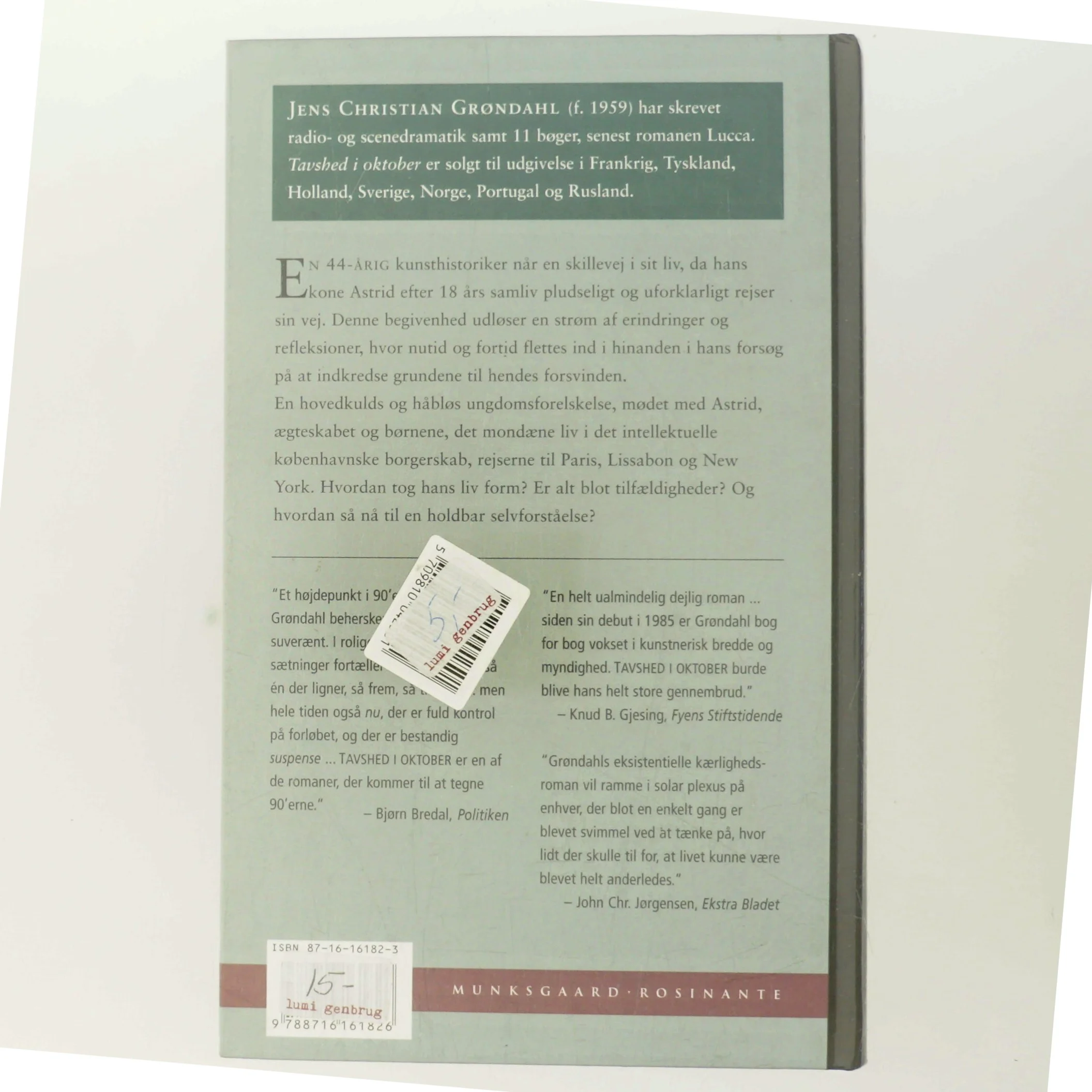 Tavshed i oktober af Jens Christian Grøndahl (Bog)