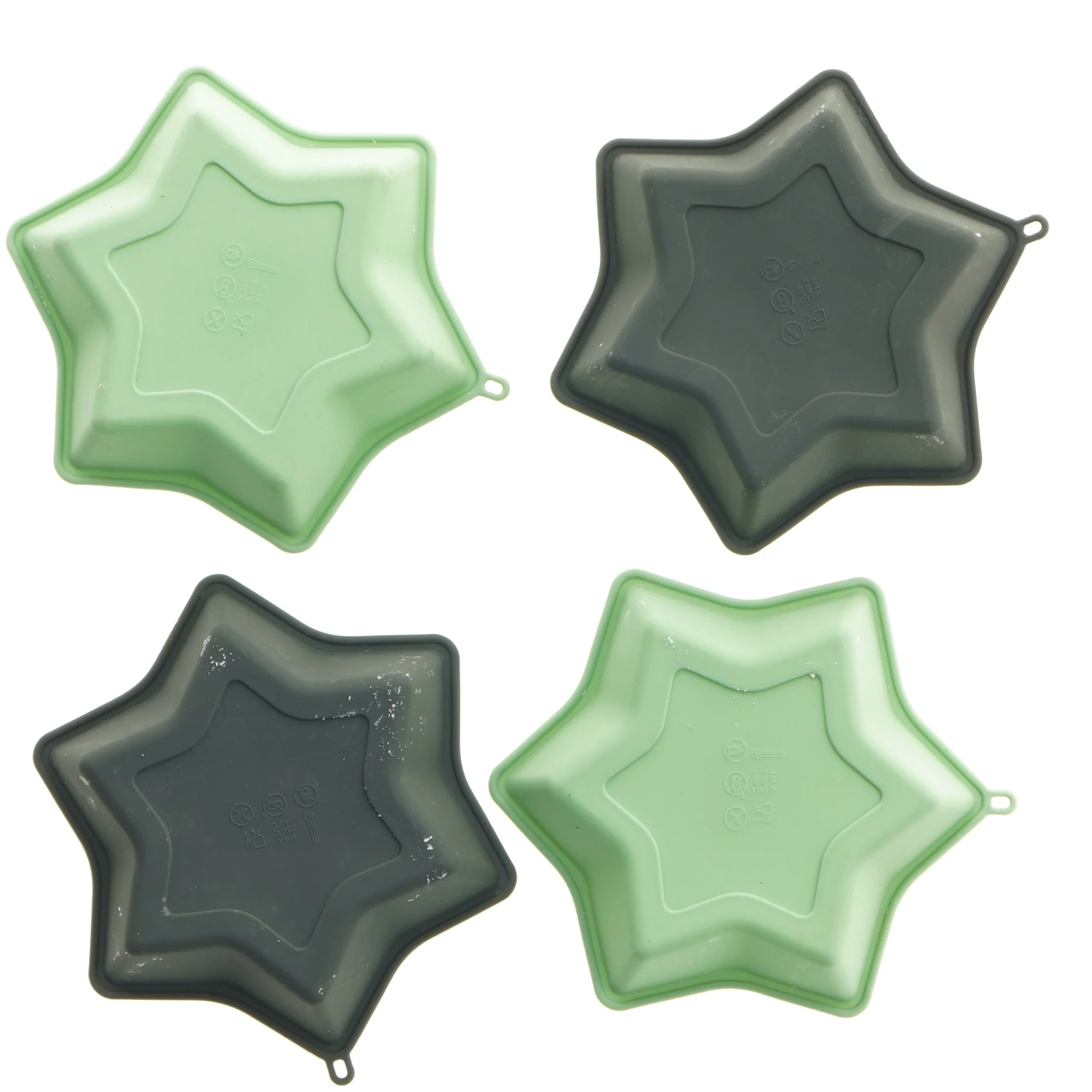 Stjerneformede silikone bageforme (str. ø 14 cm, 4 styk cm)