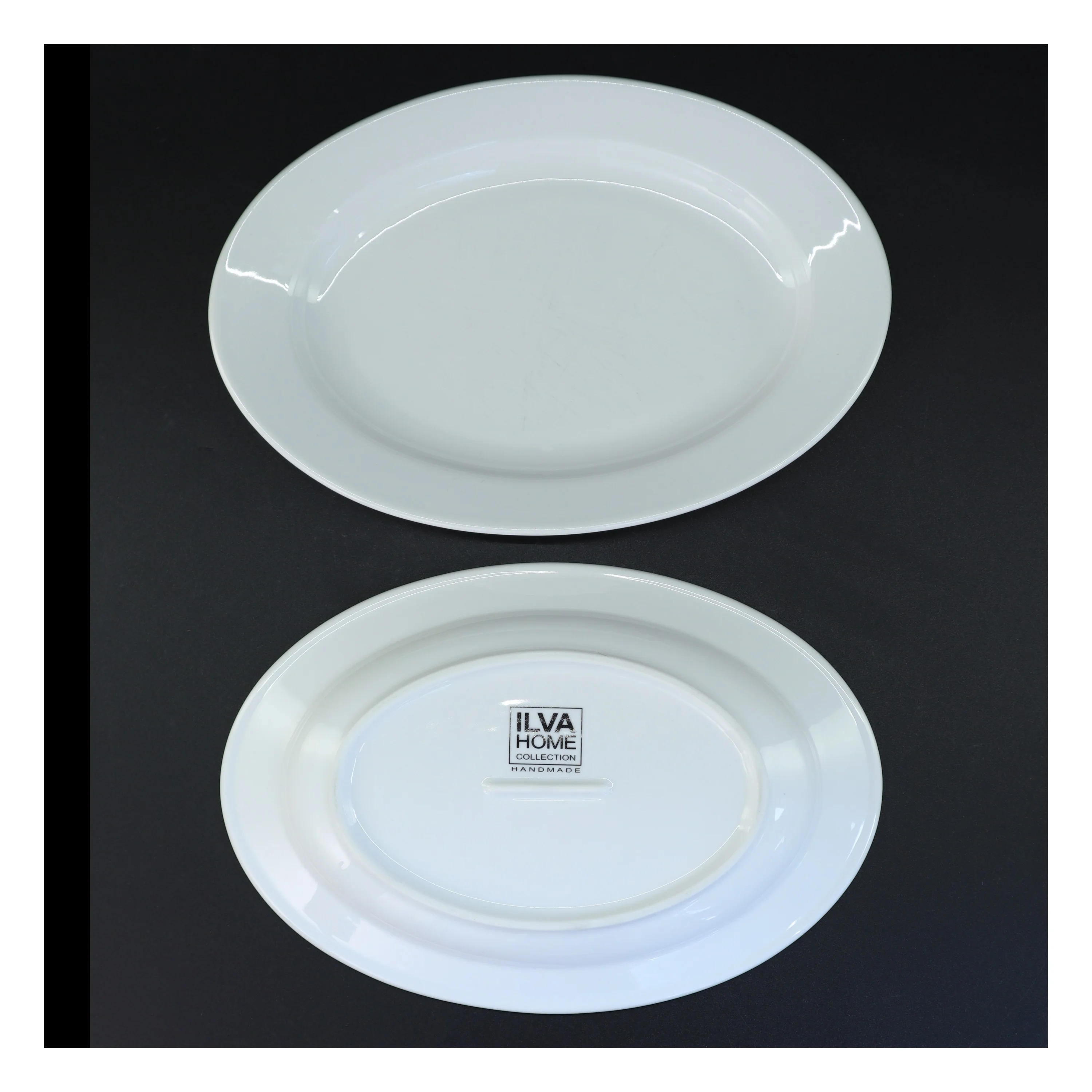 Hvide Porcelænsplatter fra Ilva Home Collection (str. 29 x 19,5 x 3,5 cm)