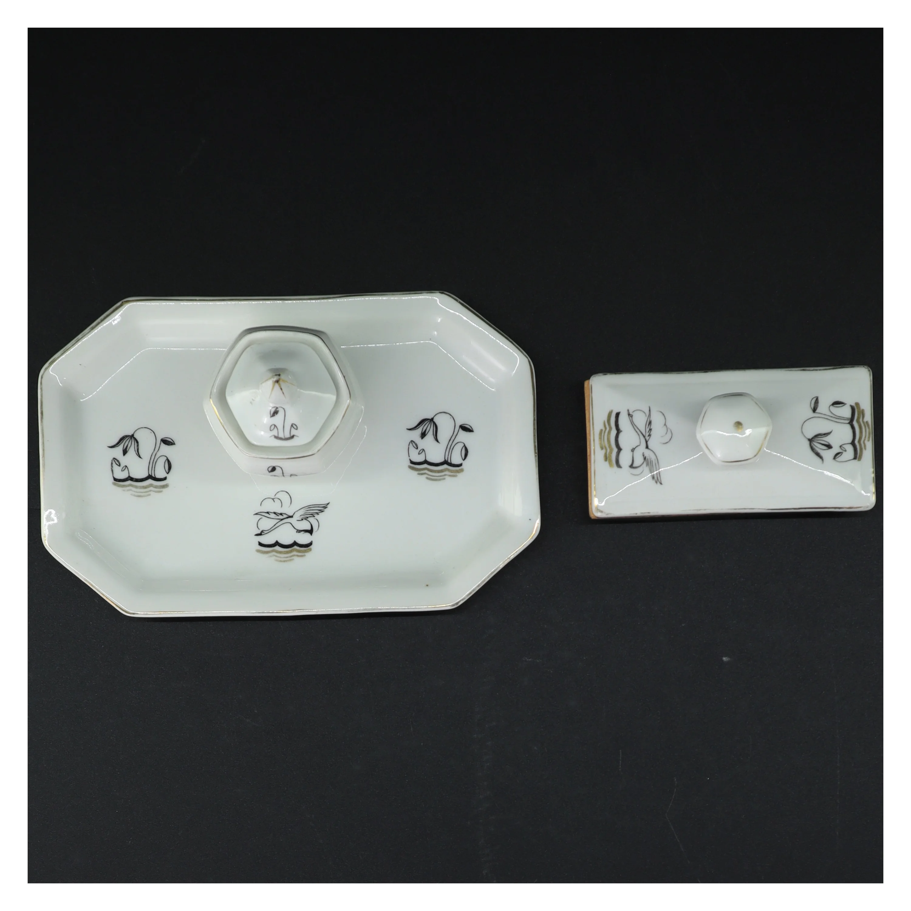 Keramik blækhus med blækpresse fra Beyer & Bock (str. 19 x 12 cm)