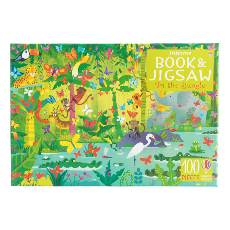 Book and Jigsaw in the jungle Puslespil fra Usborne (str. 100 Brikker)