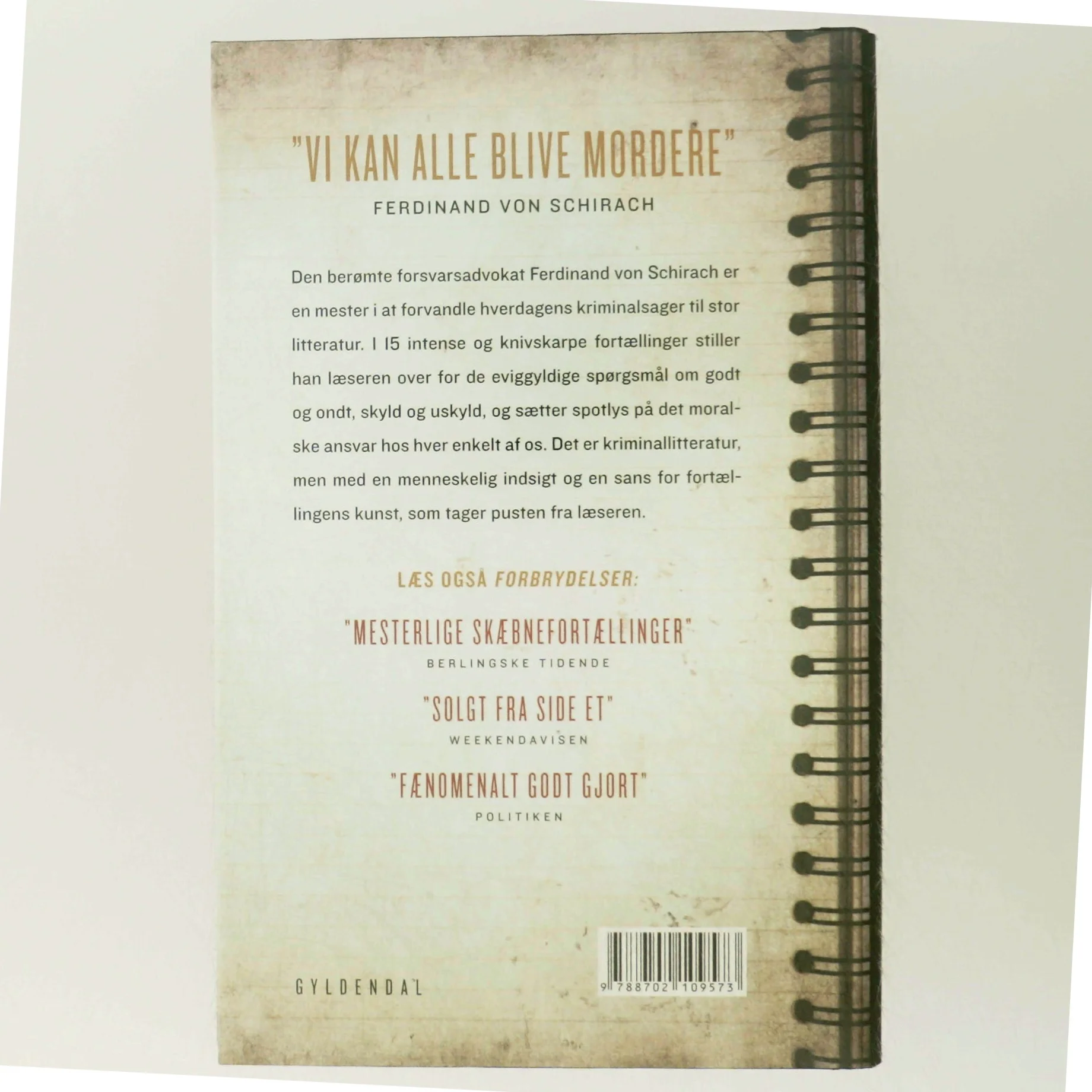 Skyld : kriminalfortællinger af Ferdinand von Schirach (Bog)