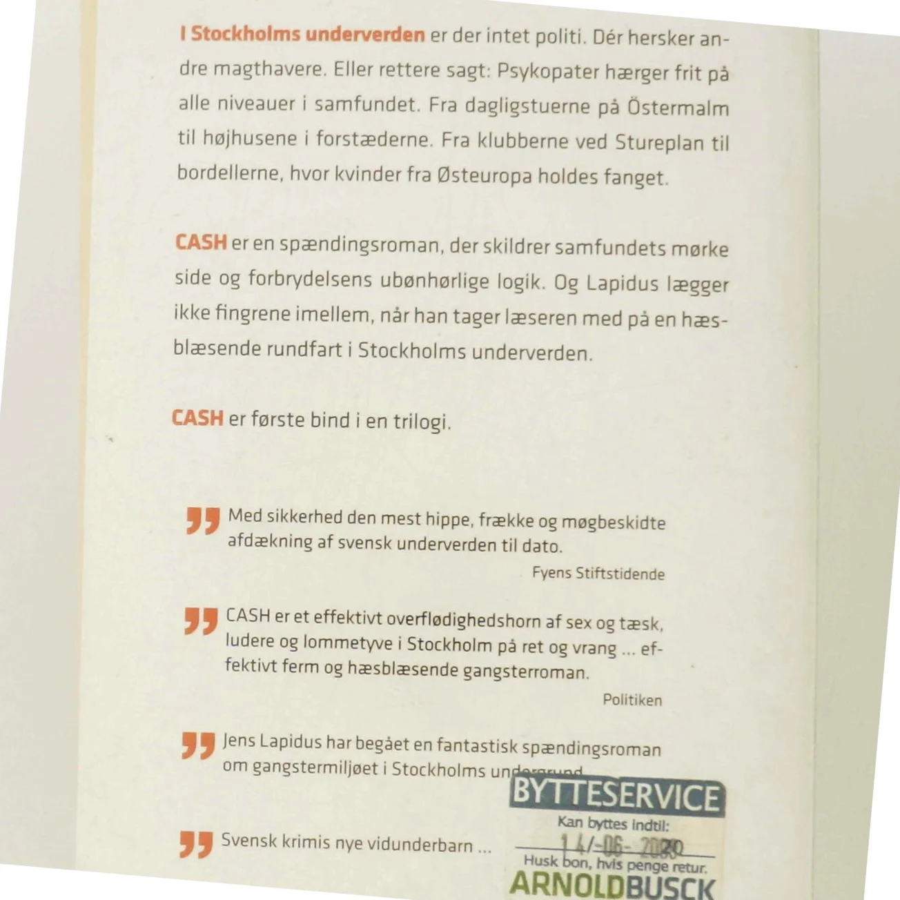 Cash af Jens Lapidus (Bog)