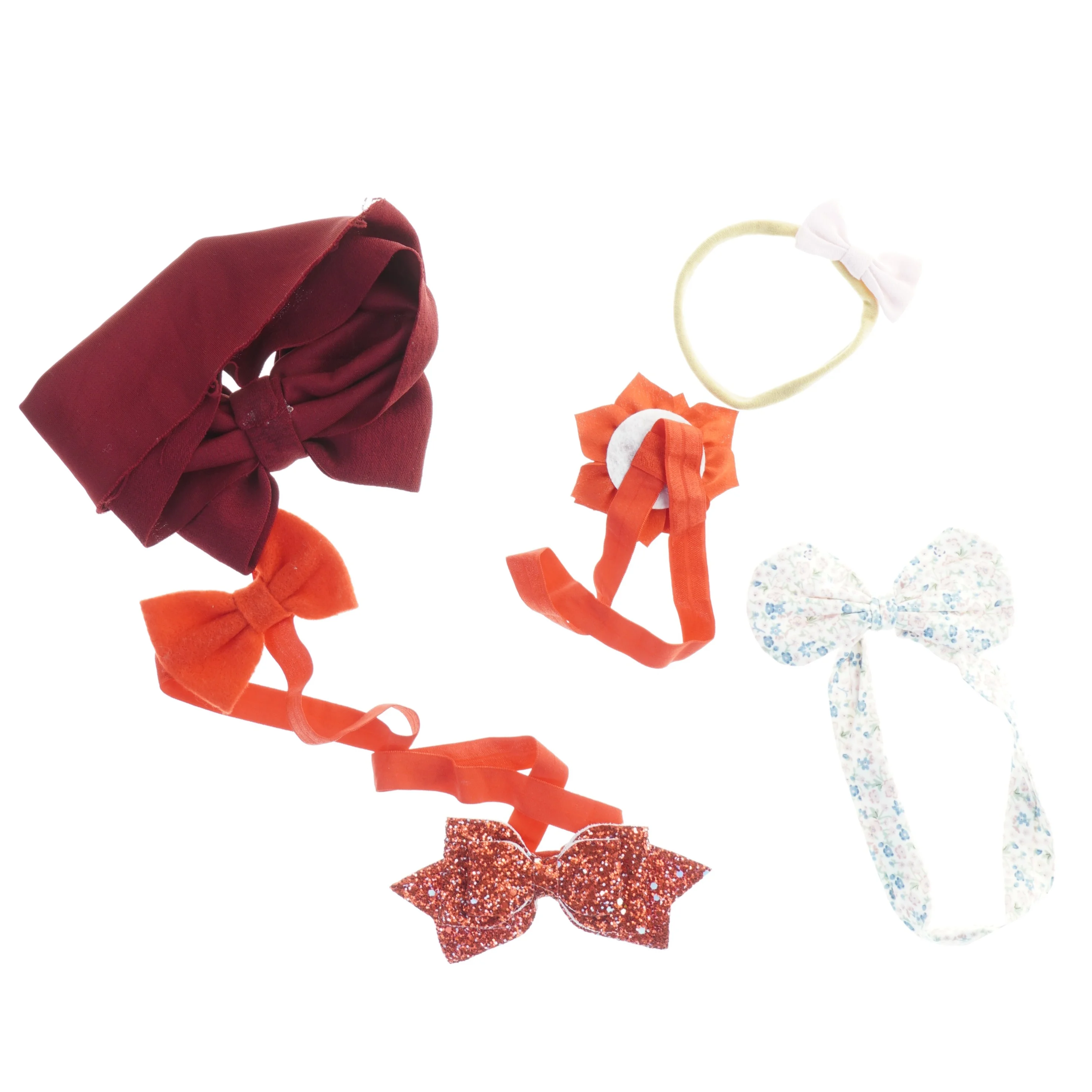 Hårbånd og hårpynt sæt (str. Diameter 17 cm til 8 cm)