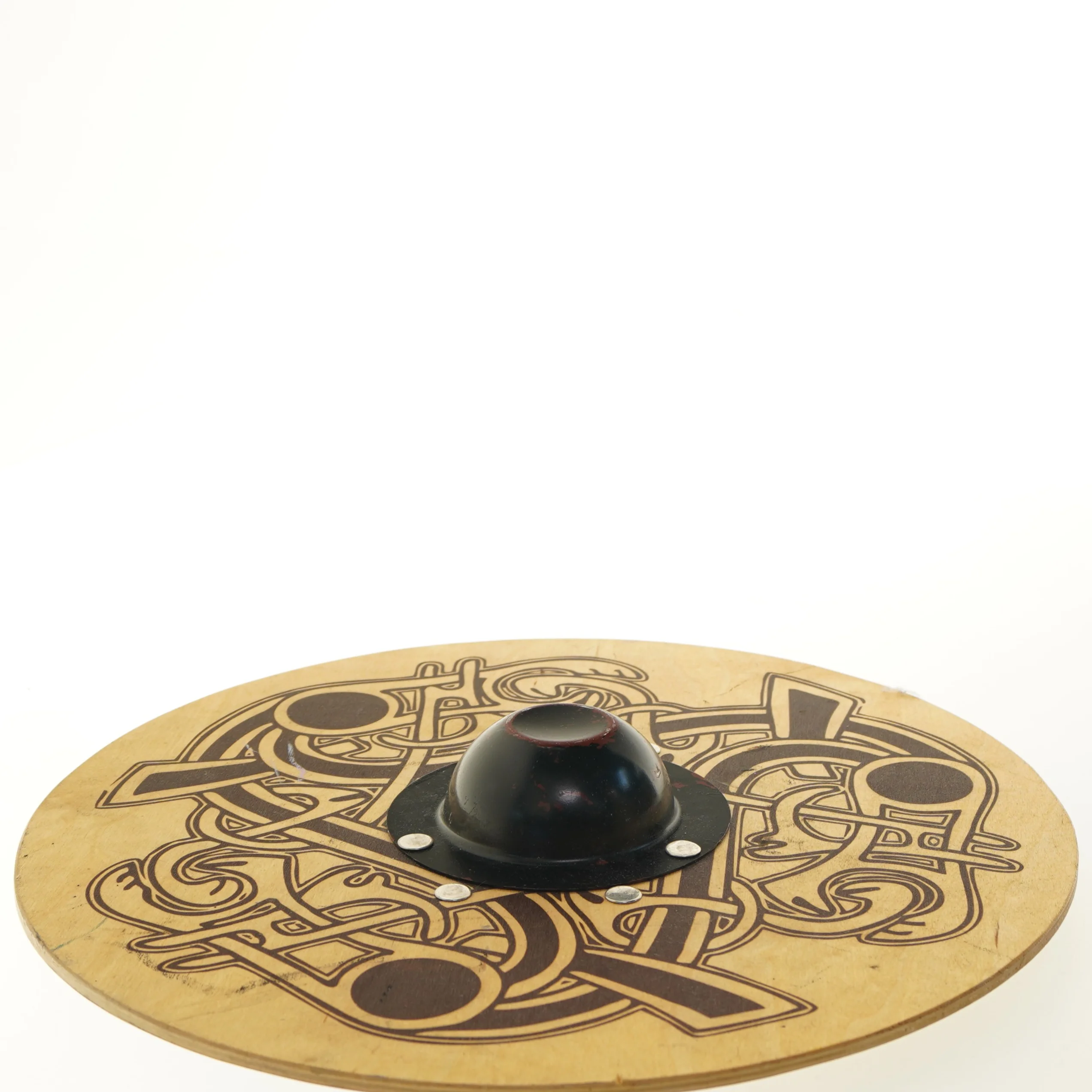 Træskjold med dekoration (str. Ø 36 cm)